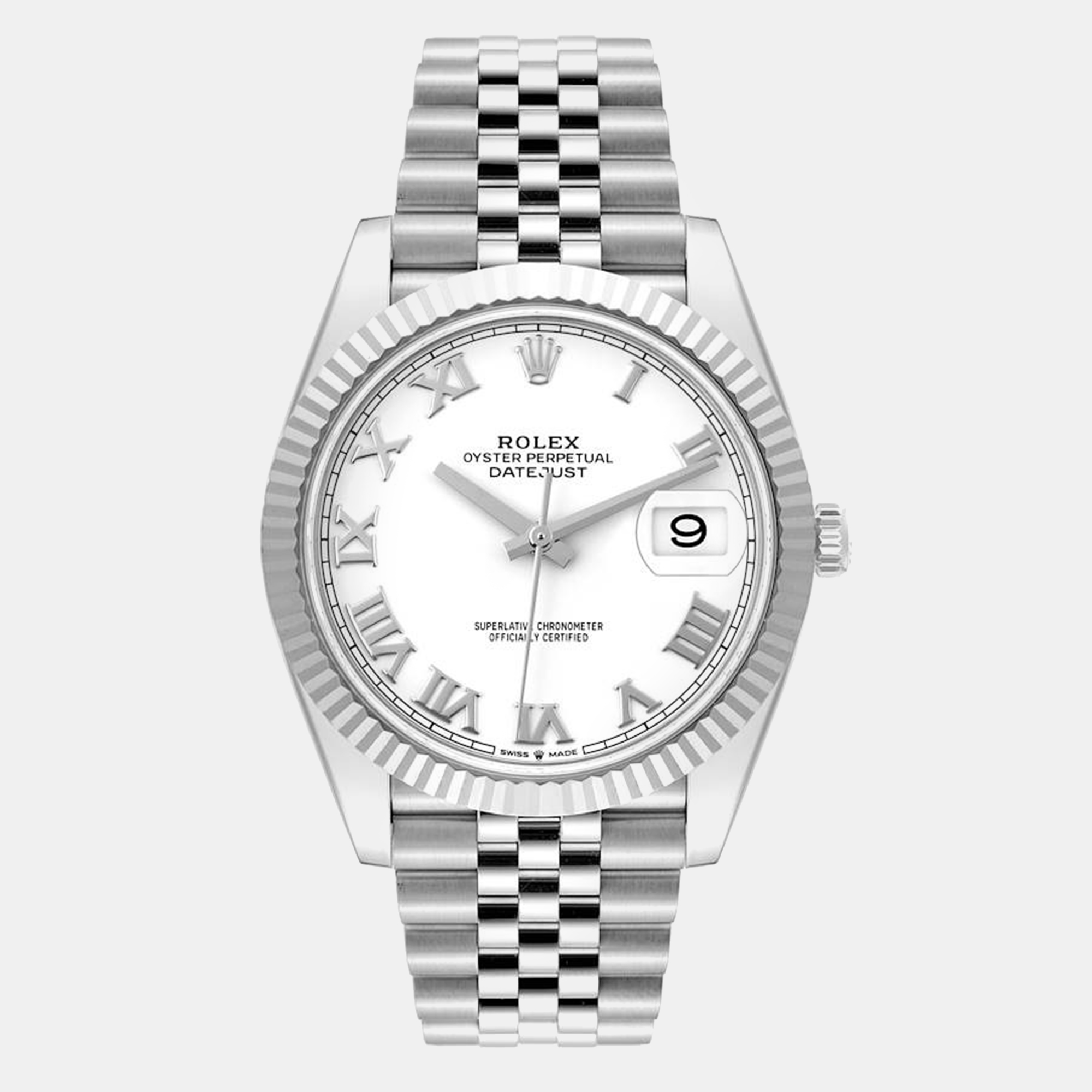 

Rolex Datejust Steel White Gold Roman Dial Men's Watch 41.0 mm