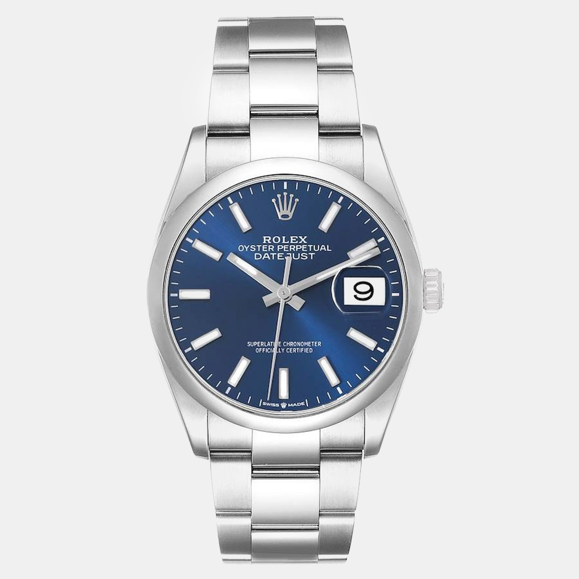 Pre-owned Rolex Datejust 36 Blue Dial Steel Mens Watch 126200