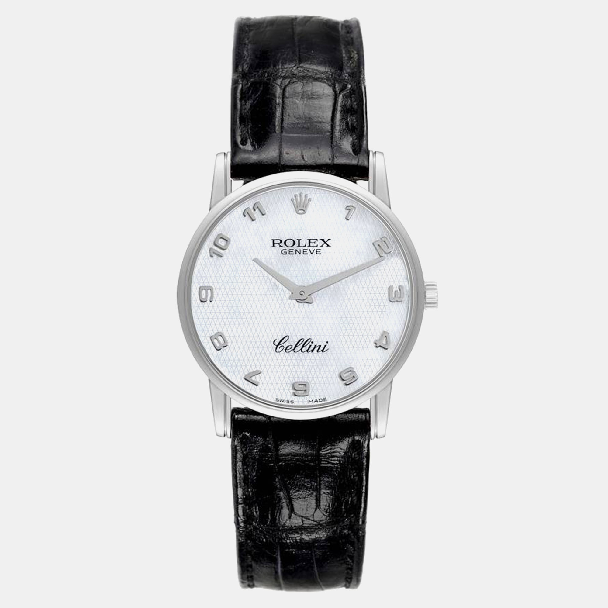 

Rolex Cellini Classic Mother of Pearl Dial White Gold Men's Watch 5116 31.8 mm, Silver