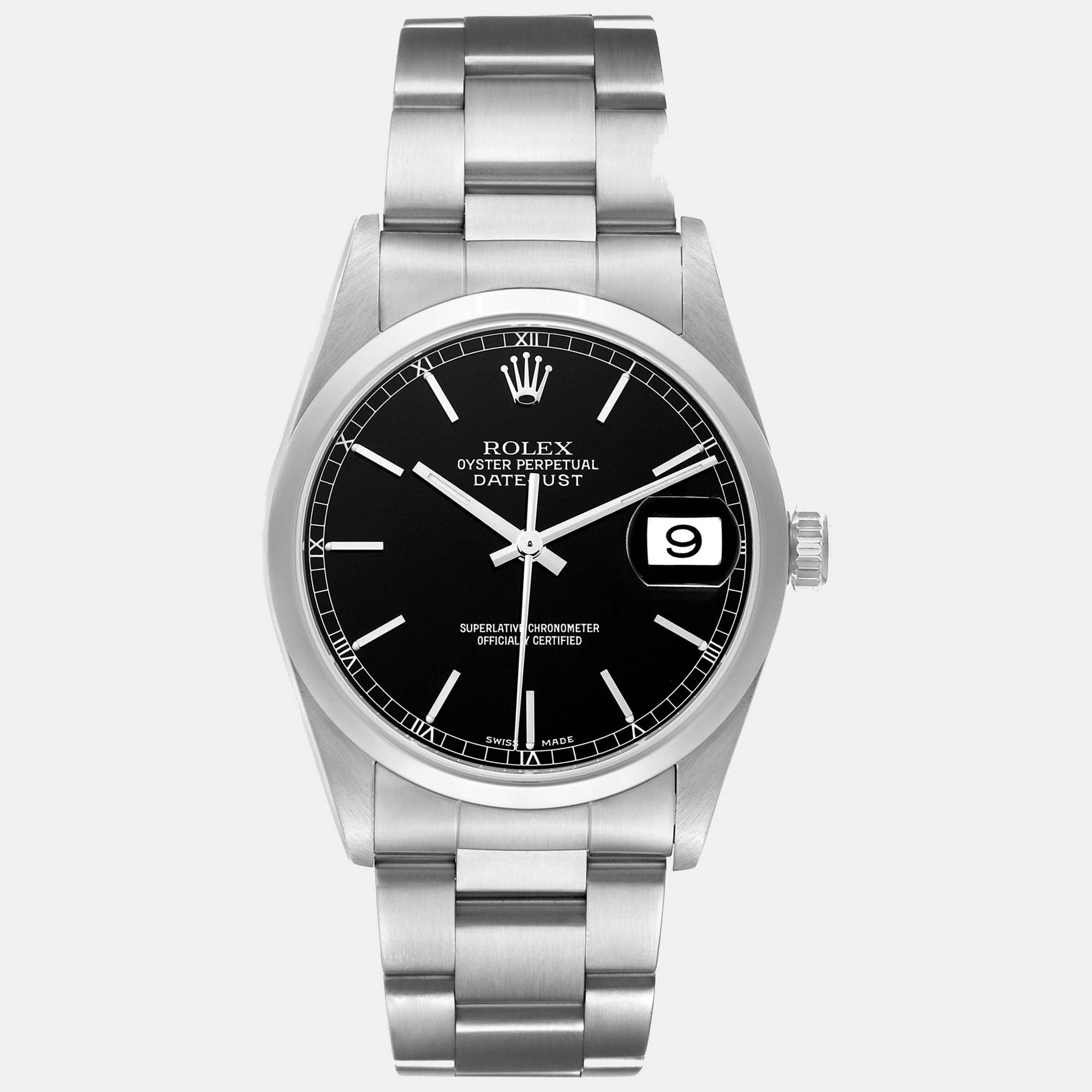 

Rolex Datejust Black Dial Steel Men's Watch 16200 36 mm