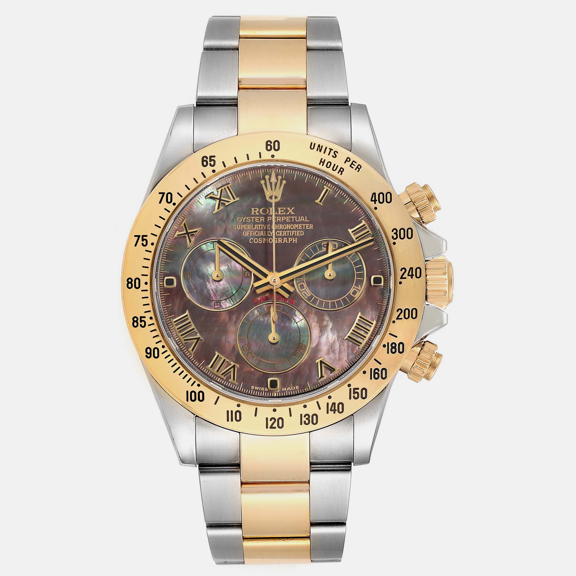 

Rolex Daytona Yellow Gold Steel Mother of Pearl Men's Watch 40.0 mm, Black