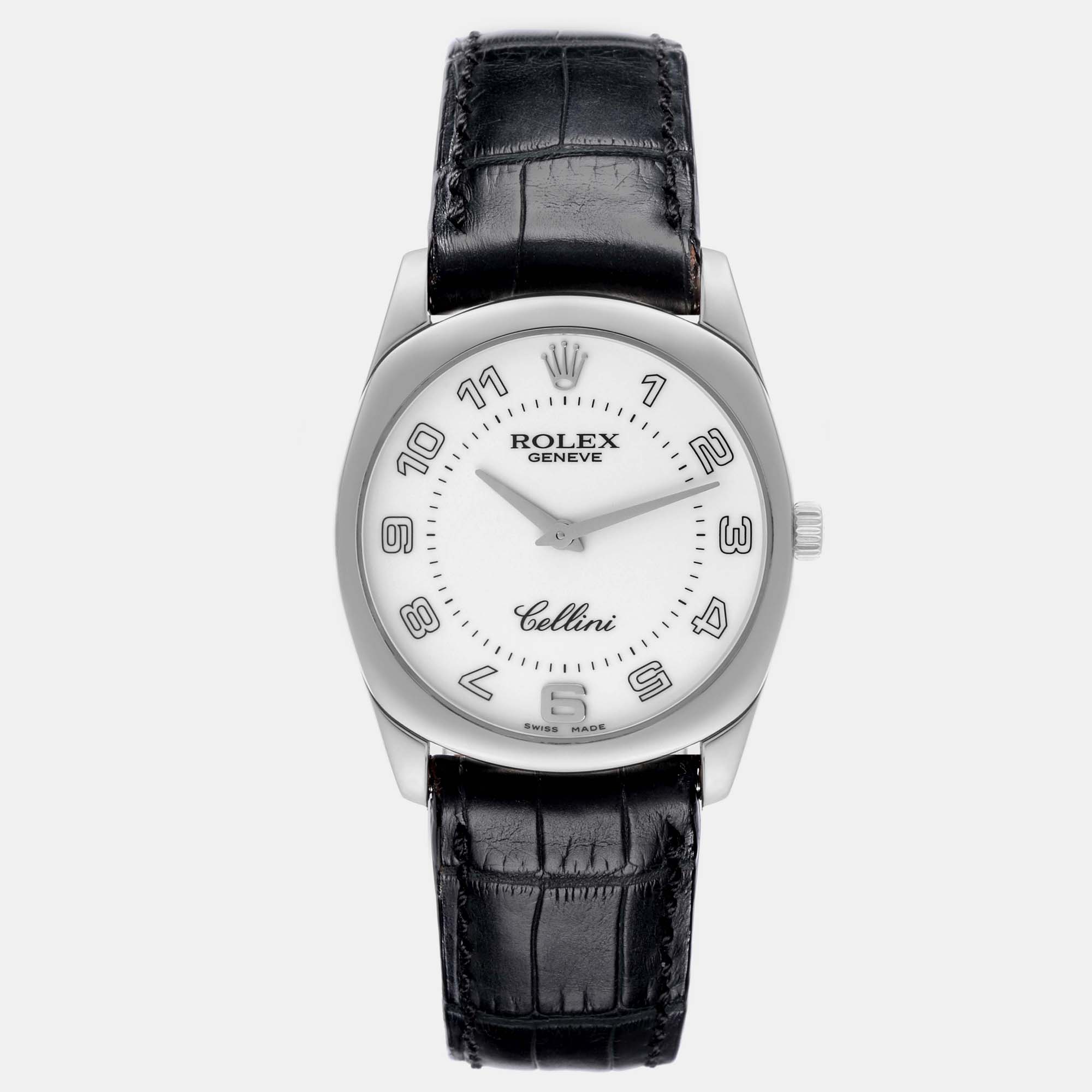 

Rolex Cellini Danaos White Gold Black Strap Men's Watch 34.0 mm