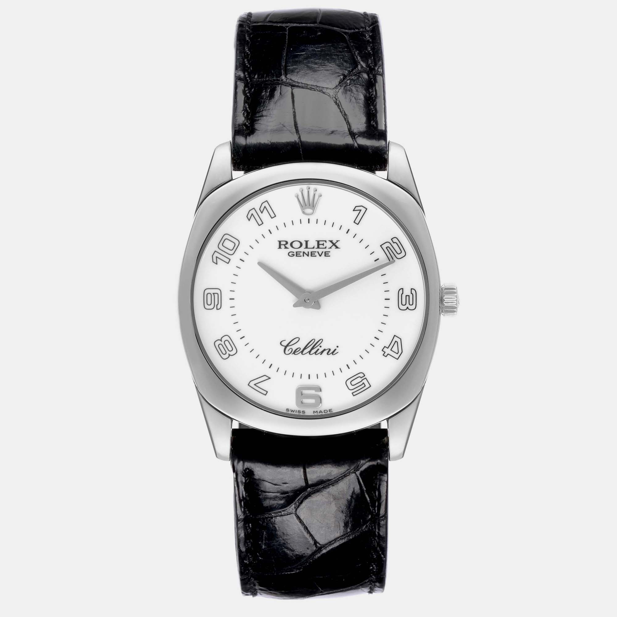 

Rolex Cellini Danaos White Gold Black Strap Mens Watch 4233