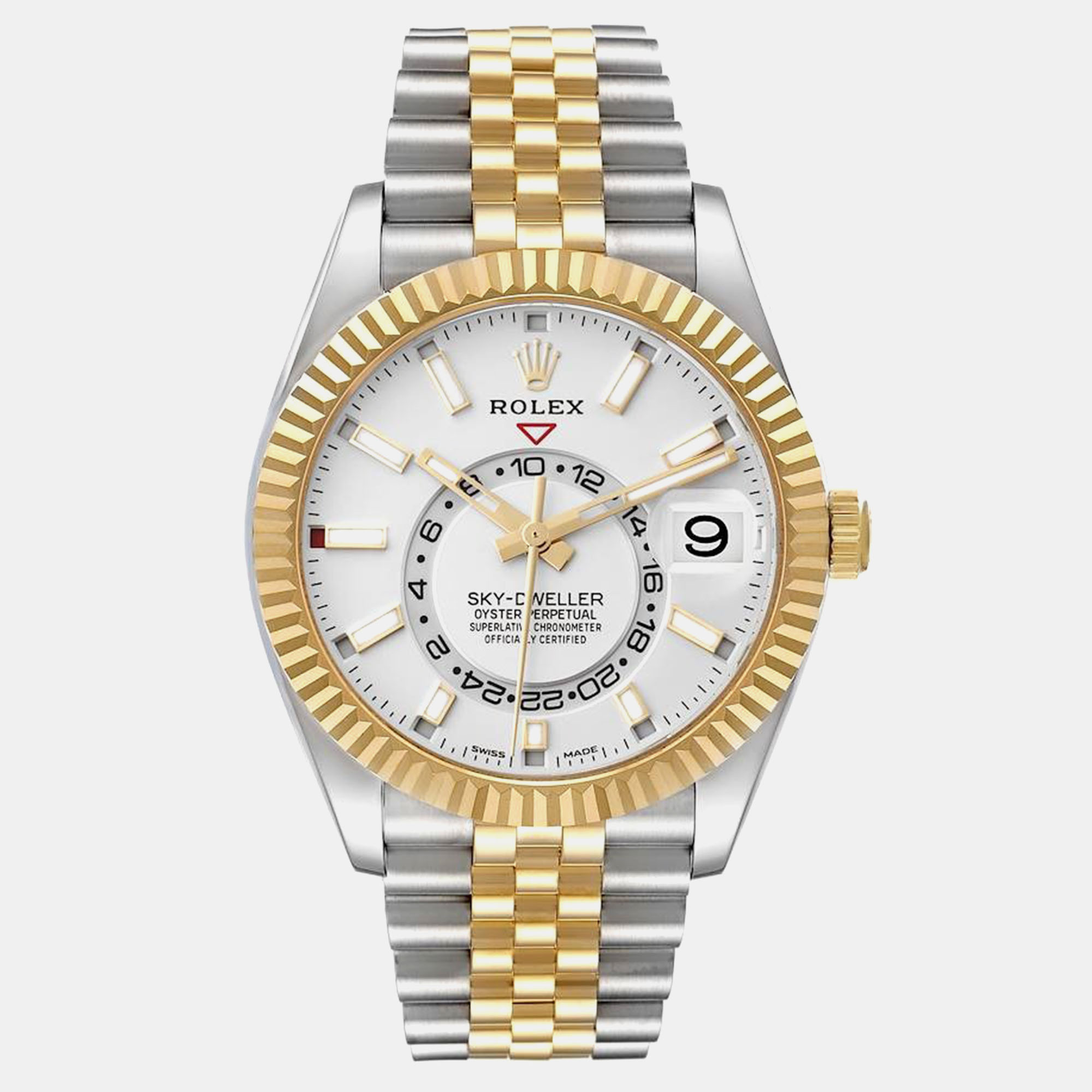 

Rolex Sky Dweller Yellow Gold Steel White Dial Men's Watch 326933 42 mm