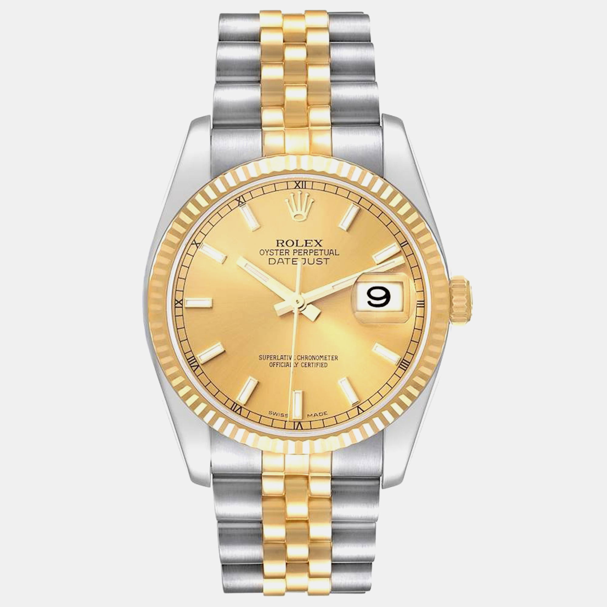 

Rolex Datejust Steel Yellow Gold Champagne Dial Men's Watch 116233 36 mm