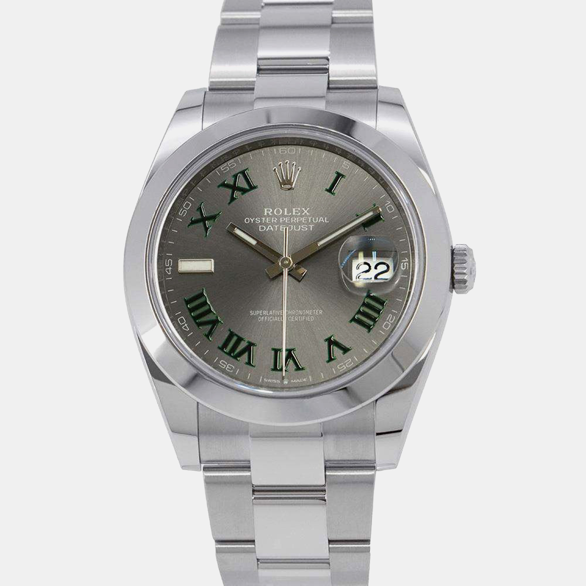 

Rolex Stainless Steel Slate Dial Datejust 126300 Watch, Grey