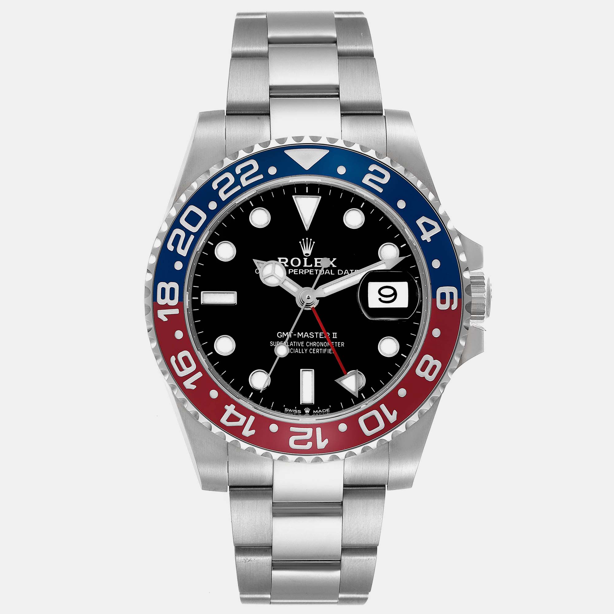 

Rolex GMT Master II Blue Red Pepsi Bezel Steel Men's Watch 40.0 mm, Black