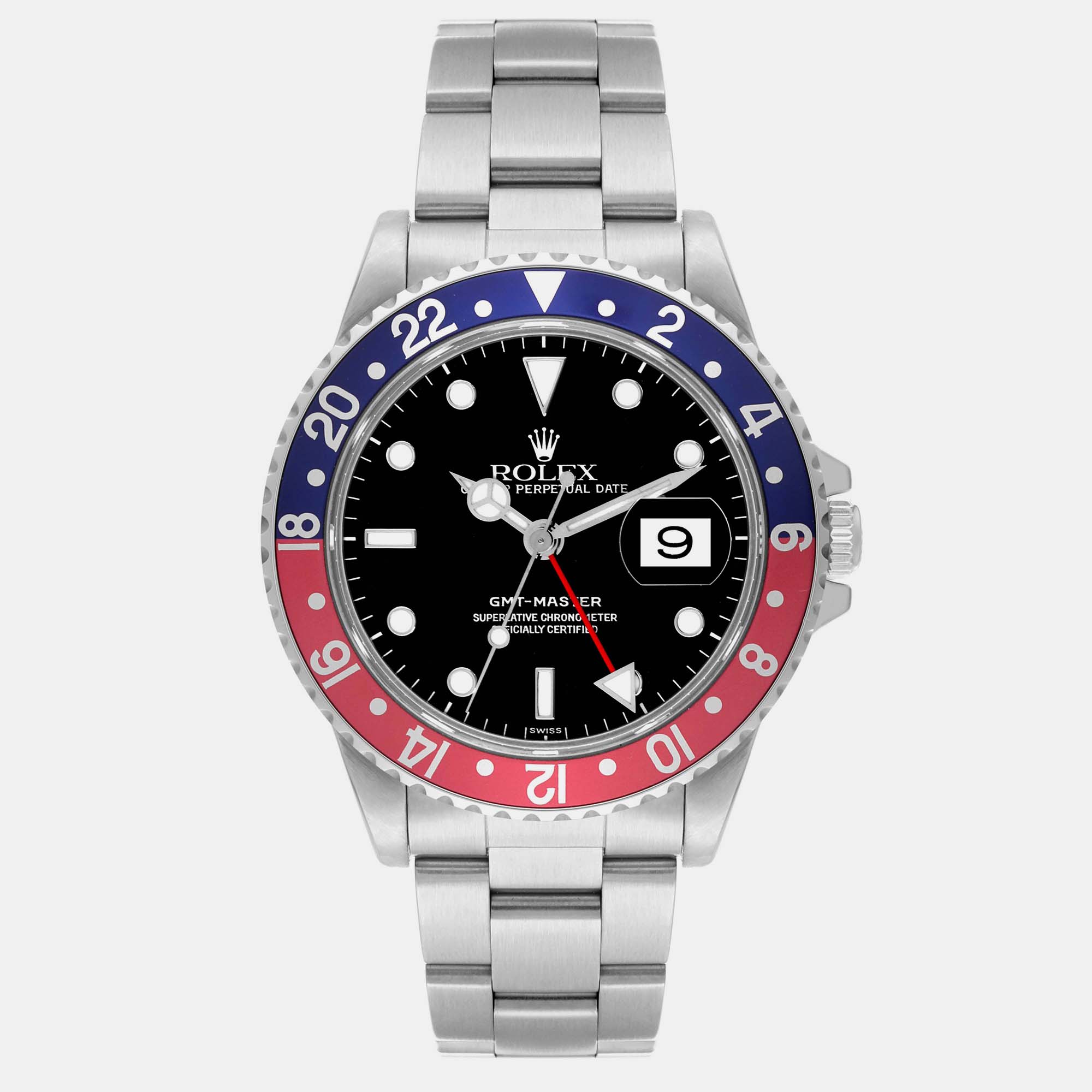 

Rolex GMT Master II Blue Red Pepsi Bezel Steel Men's Watch 40.0 mm, Black