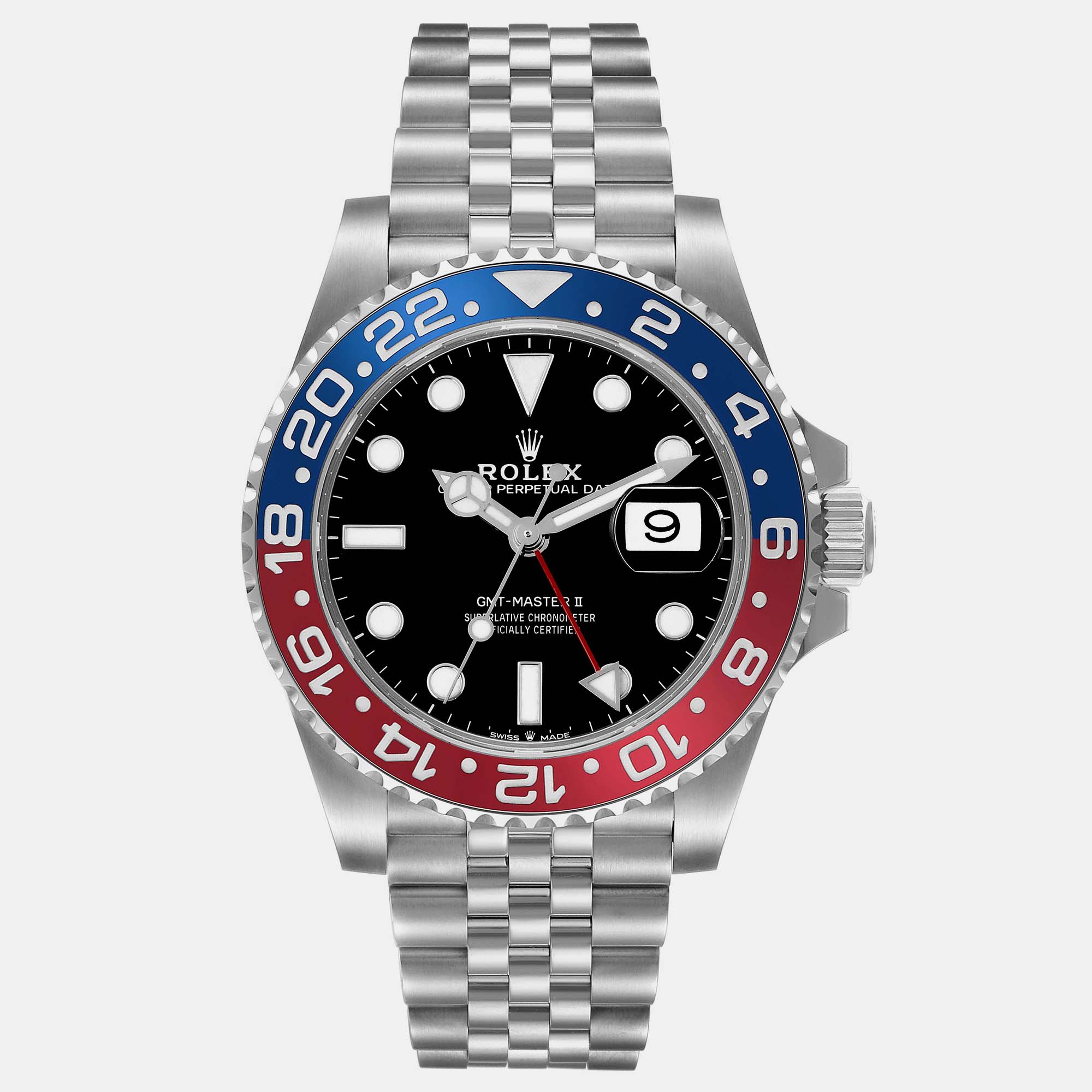 

Rolex GMT Master II Blue Red Pepsi Bezel Steel Men's Watch 40.0 mm, Black