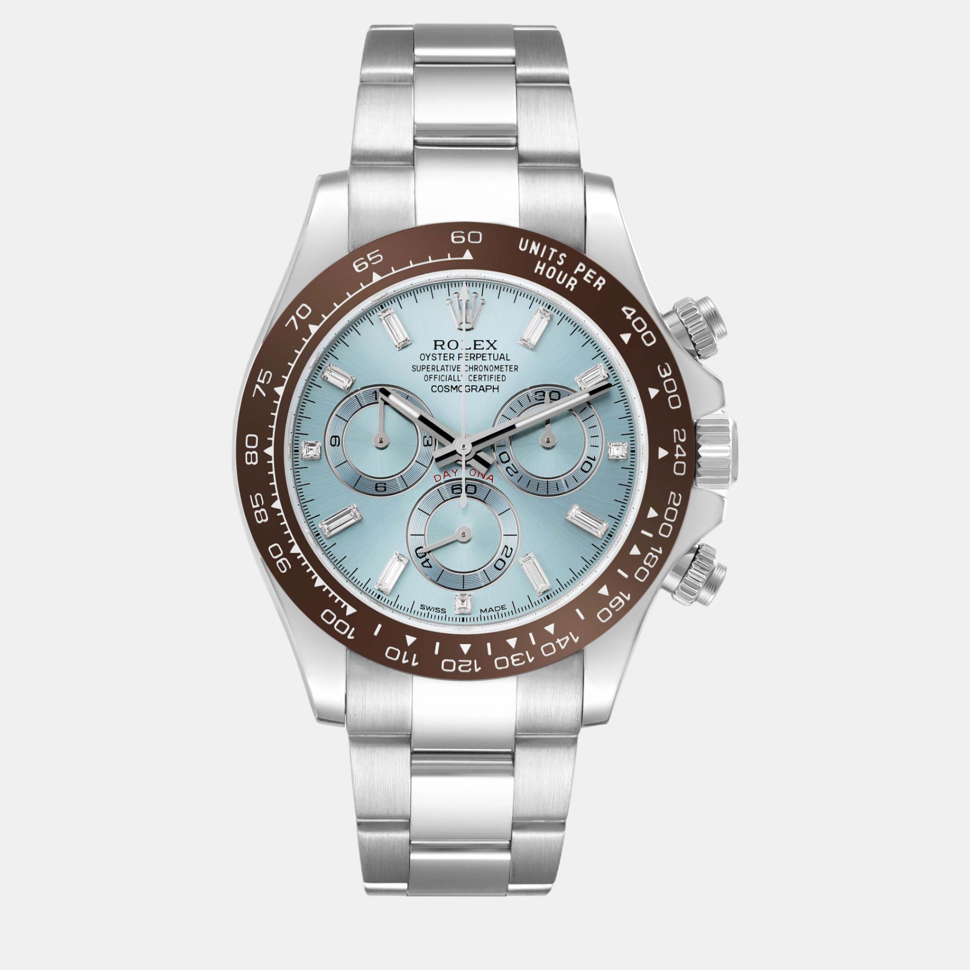 

Rolex Daytona Ice Blue Diamond Dial Platinum Chronograph Watch 116506