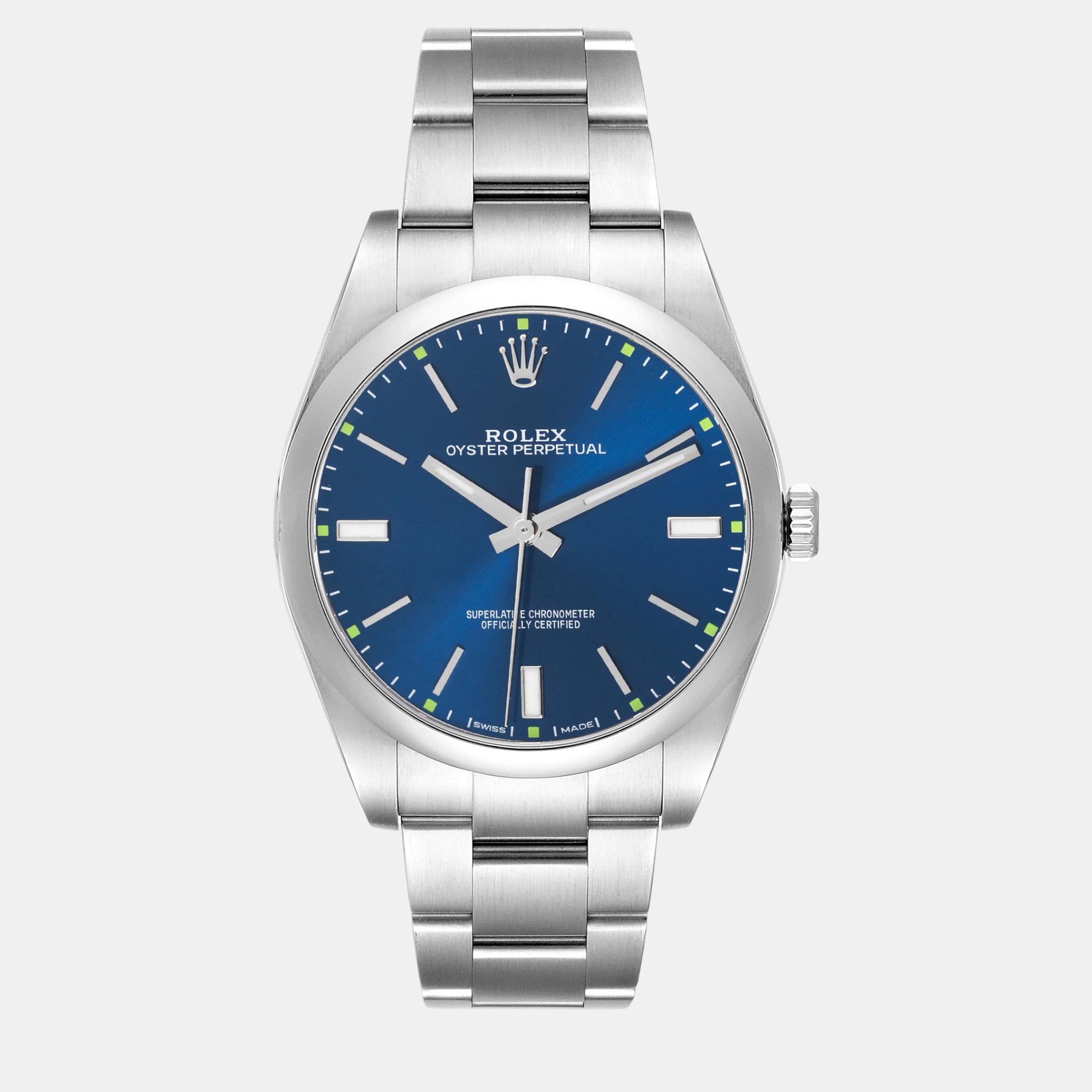 

Rolex Oyster Perpetual  Blue Dial Steel Men's Watch 114300