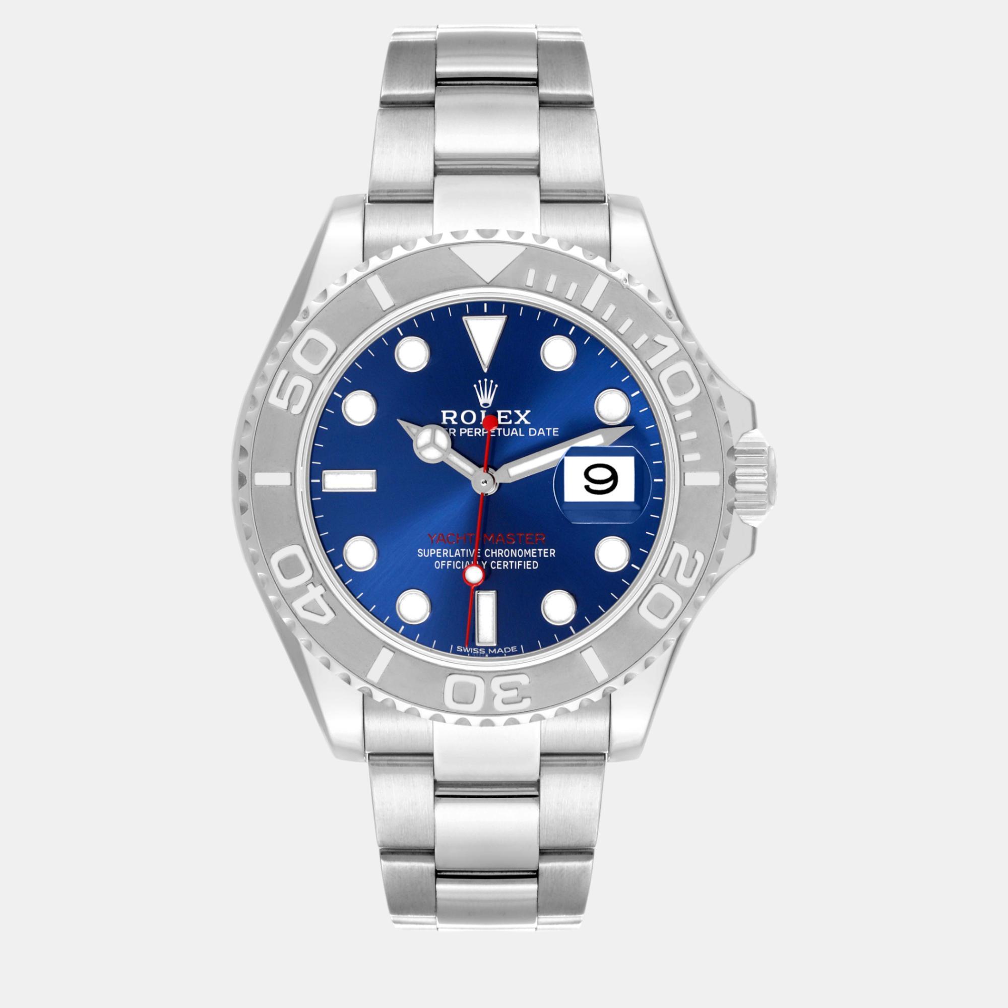 

Rolex Yachtmaster Steel Platinum Bezel Blue Dial Men's Watch 116622