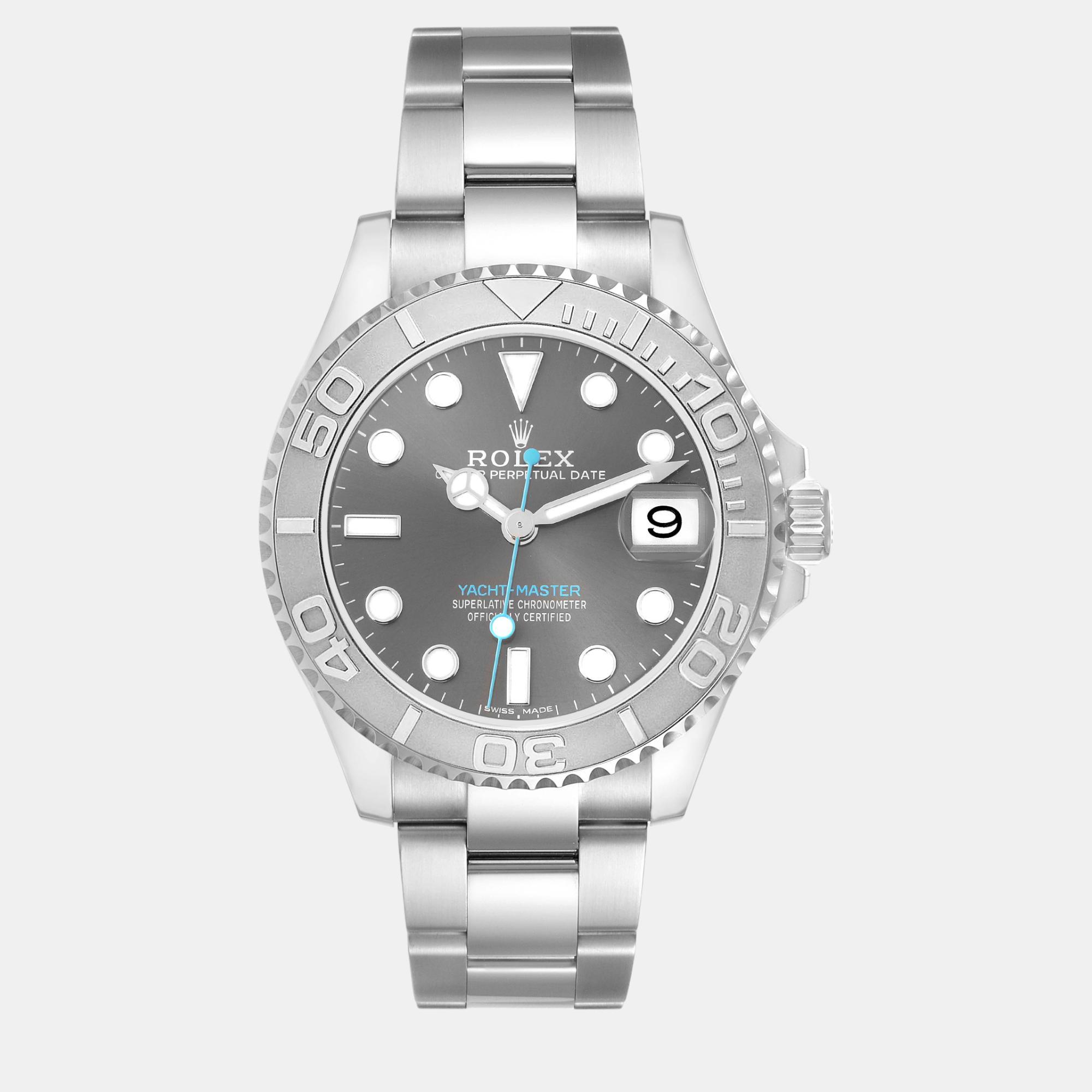 

Rolex Yachtmaster 37 Midsize Steel Platinum Bezel Men's Watch 268622, Grey