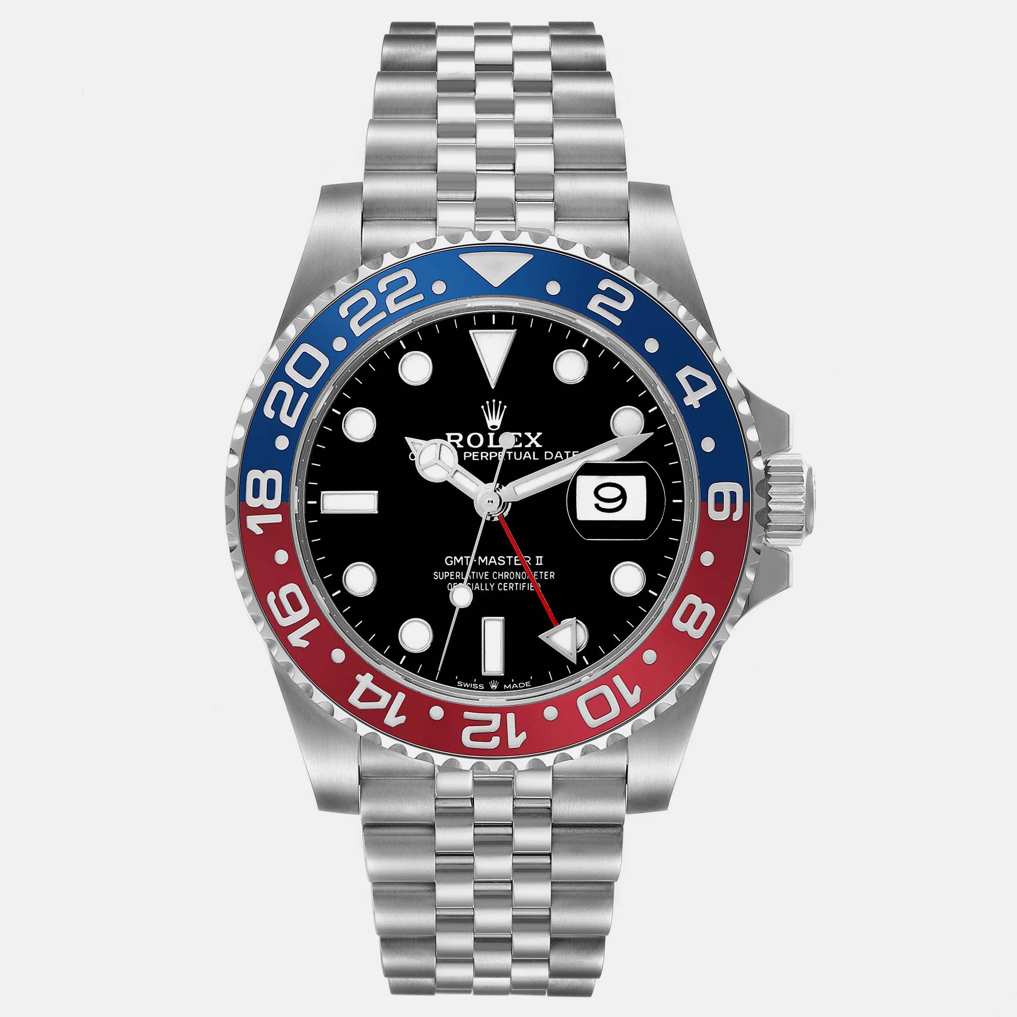 Pre-owned Rolex Gmt Master Ii Blue Red Pepsi Bezel Steel Men's Watch 40.0 Mm In Black