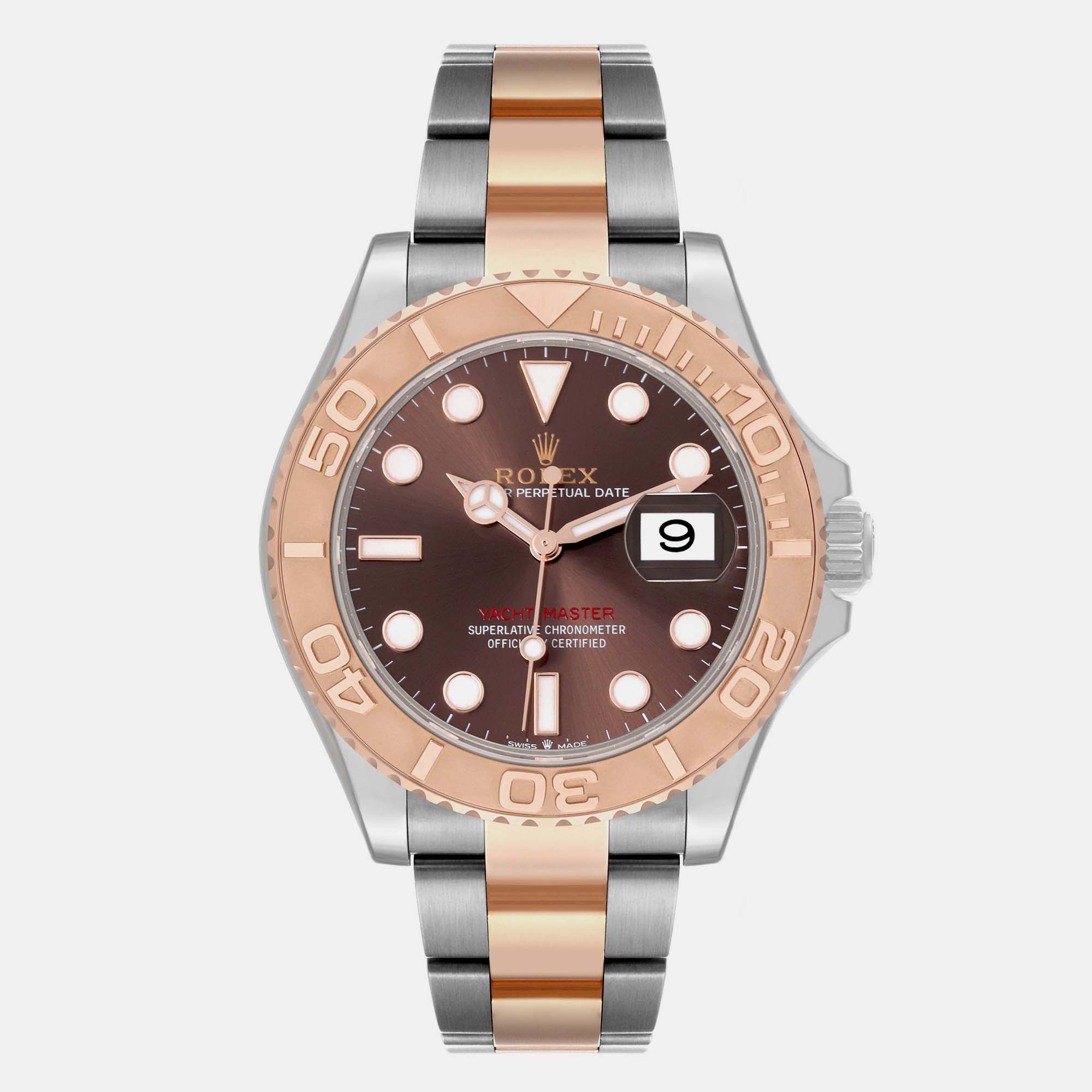 Pre-owned Rolex Yachtmaster Everose Gold Steel Rolesor Men's Watch 40.0 Mm In Brown