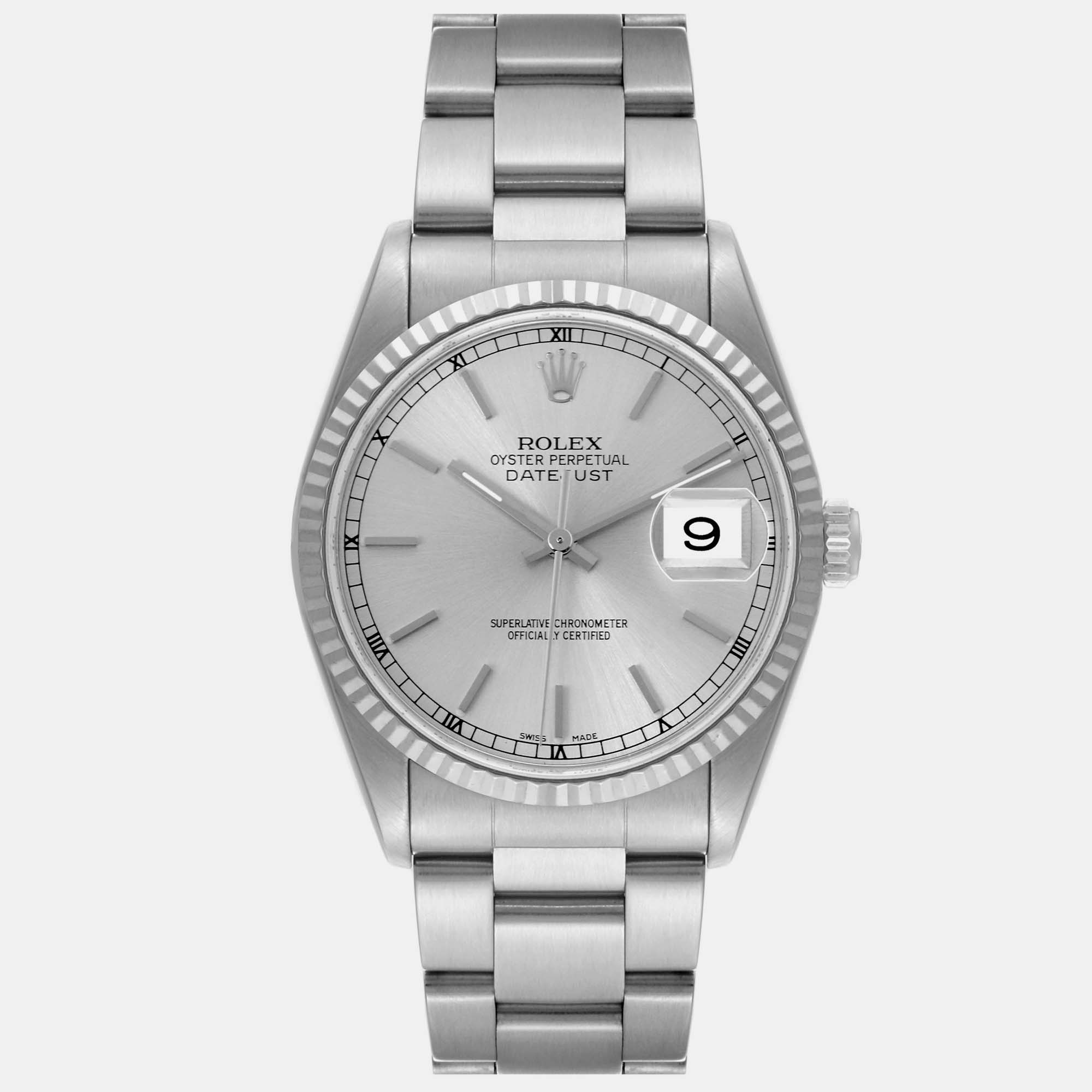 

Rolex Datejust Steel White Gold Silver Dial Men's Watch 36.0 mm
