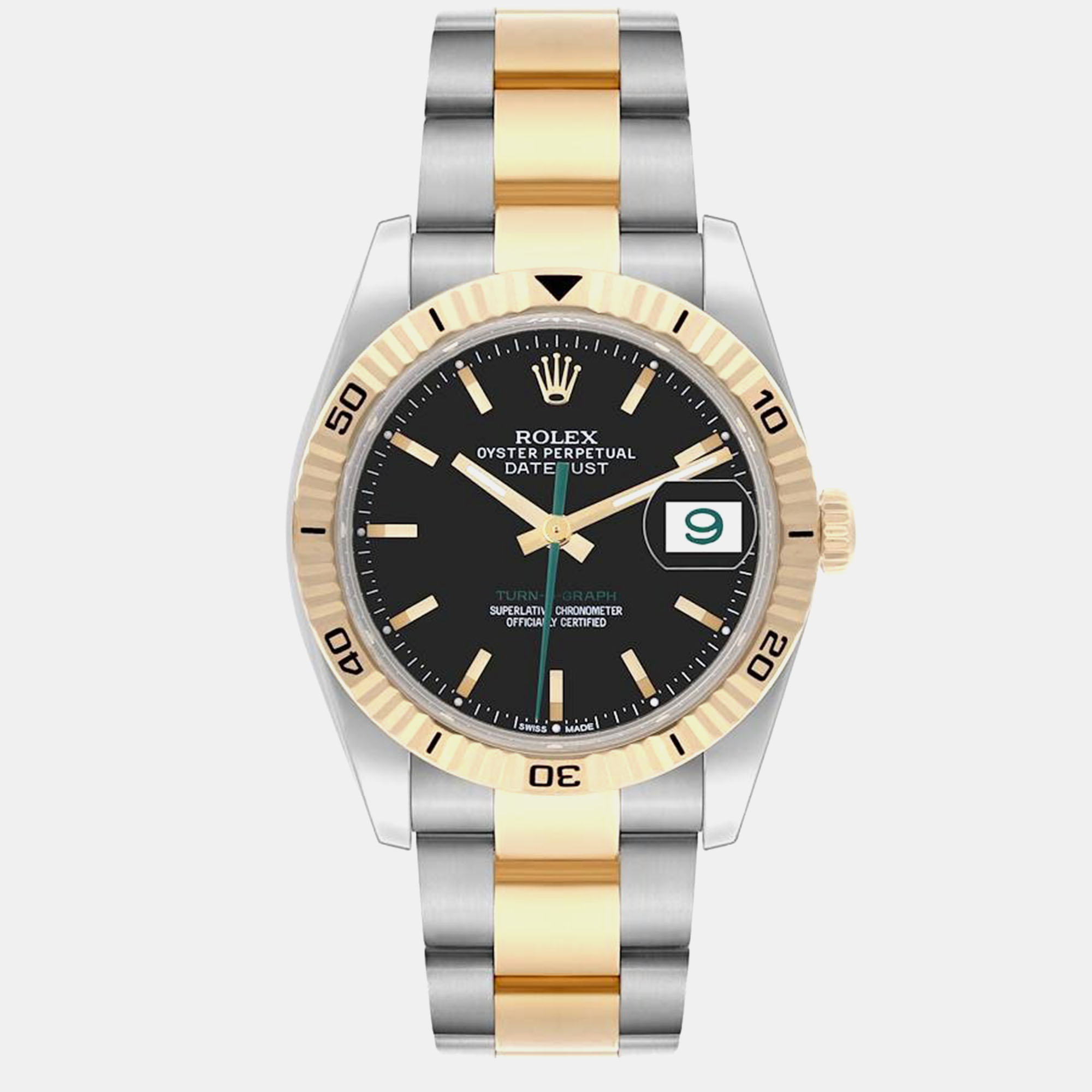 

Rolex Turnograph Steel Yellow Gold Japan Limited Edition Mens Watch 116263, Black