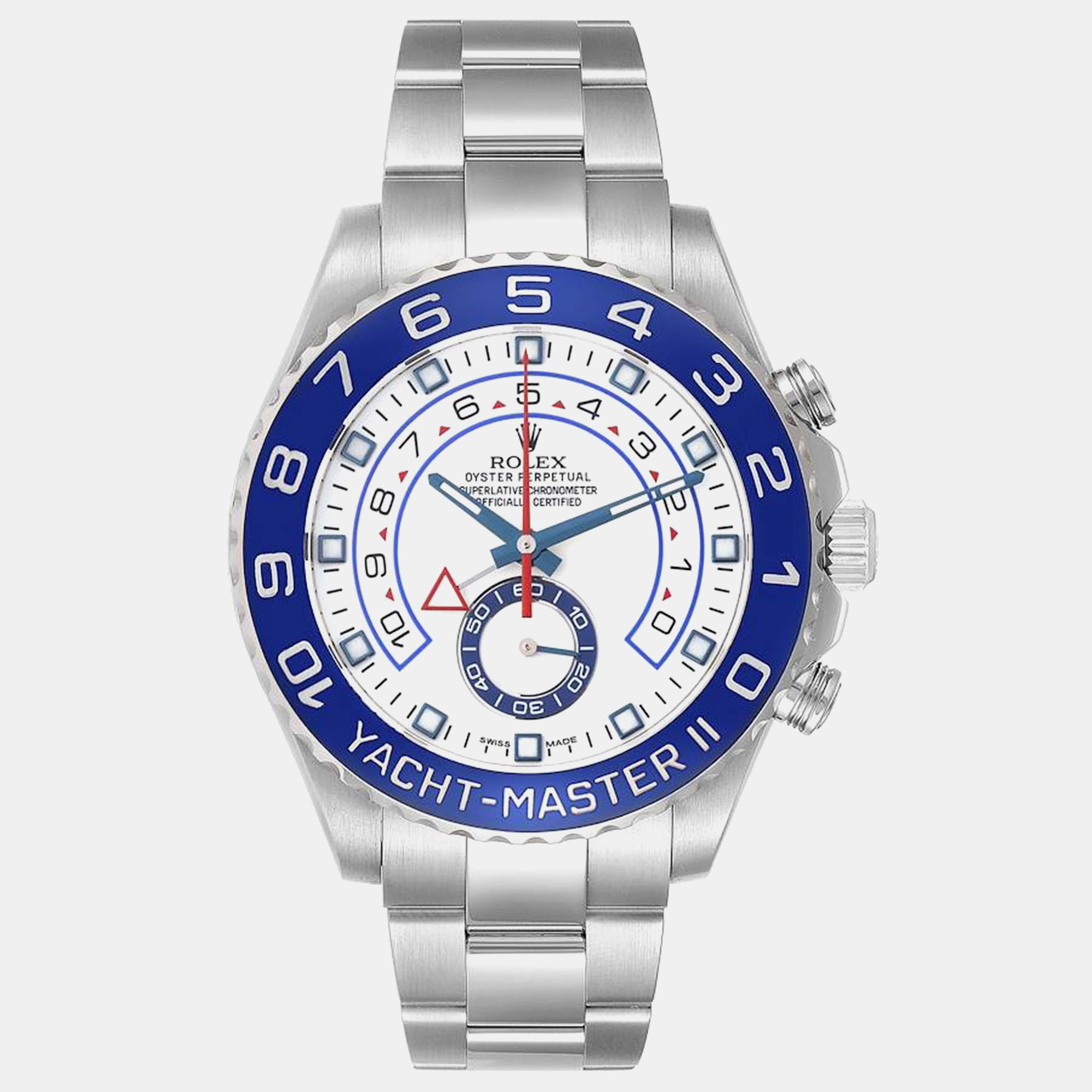 

Rolex Yachtmaster II  Steel Blue Cerachrom Bezel Mens Watch 116680, White