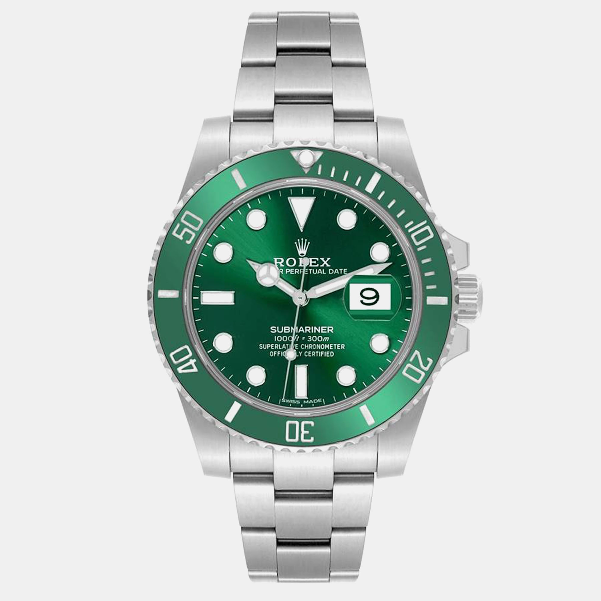 

Rolex Submariner Hulk Green Dial Steel Mens Watch 116610LV, Gold