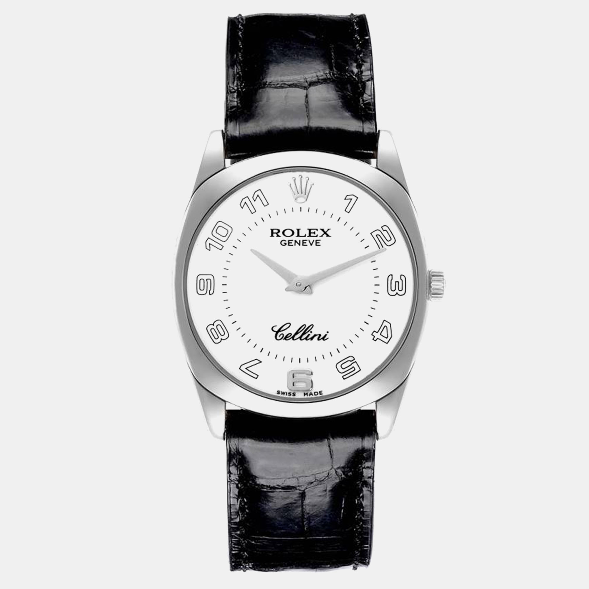 

Rolex Cellini Danaos White Gold Black Strap Mens Watch 4233