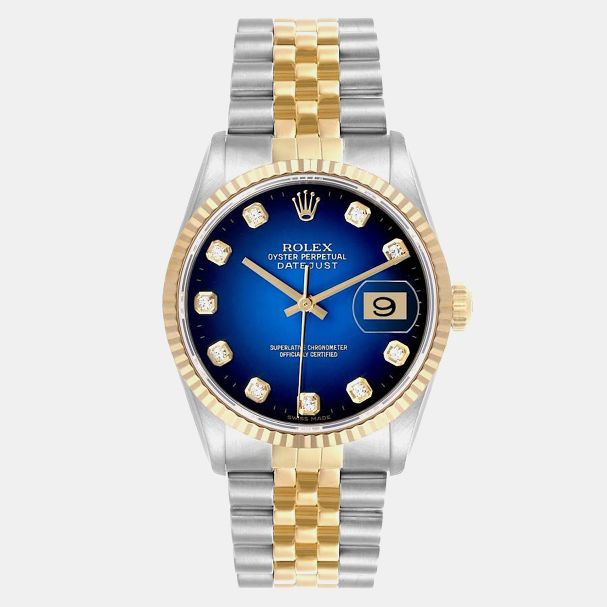 

Rolex Datejust Vignette Diamond Steel Yellow Gold Mens Watch 16233, Blue