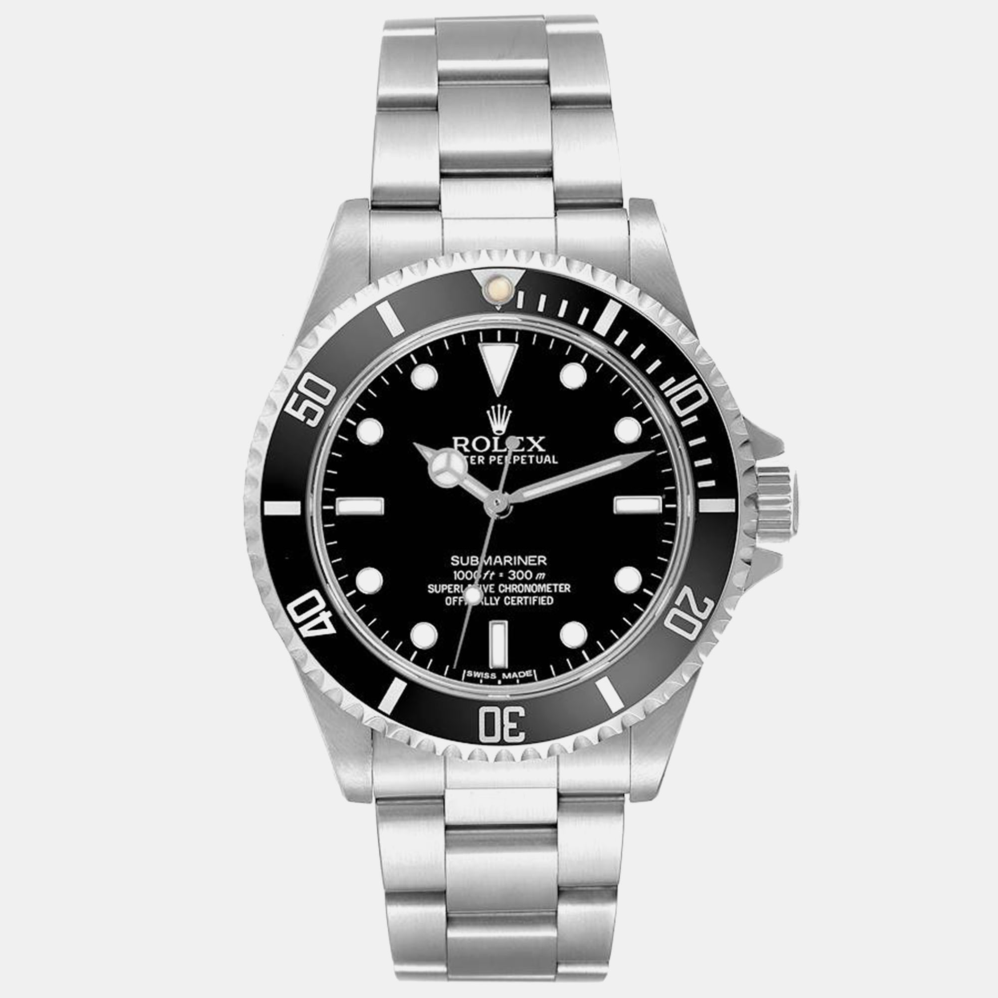 Pre-owned Rolex Submariner No Date 40mm 4 Liner Steel Mens Watch 14060 In Black