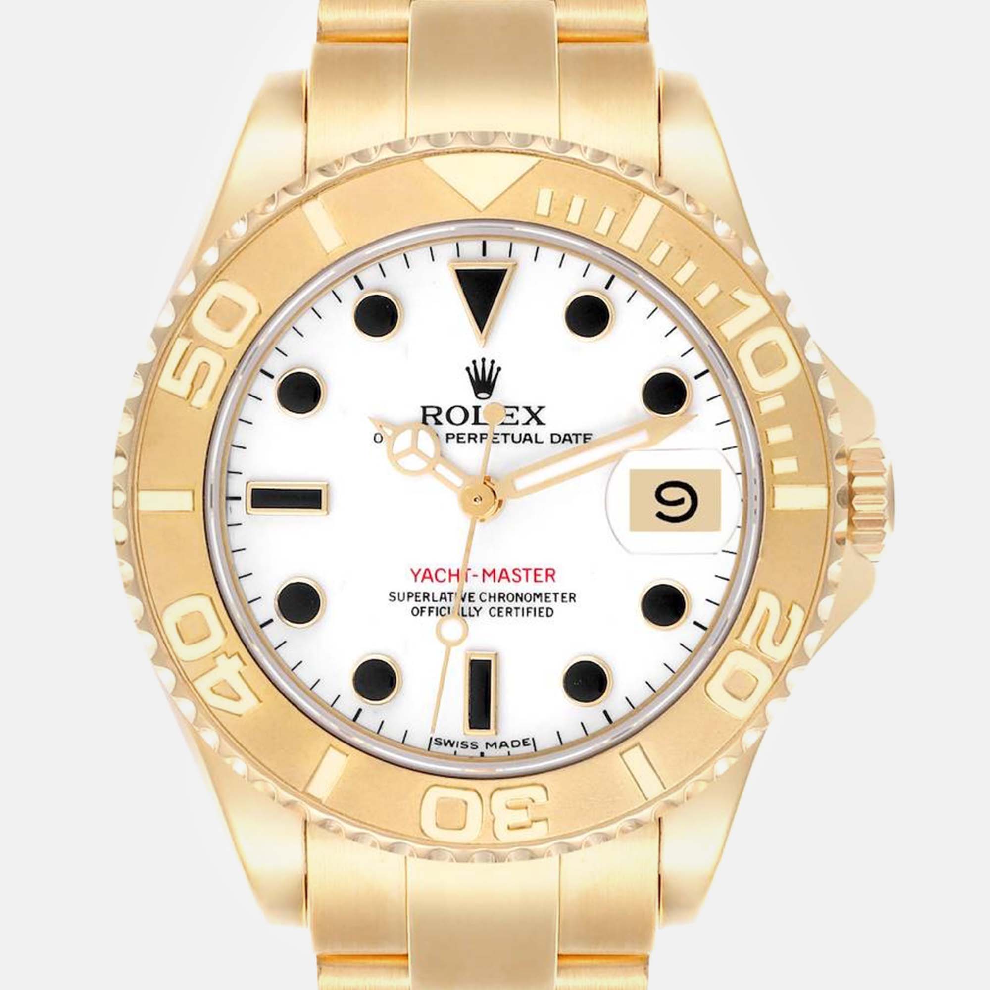 

Rolex Yachtmaster Midsize Yellow Gold White Dial Mens Watch 68628