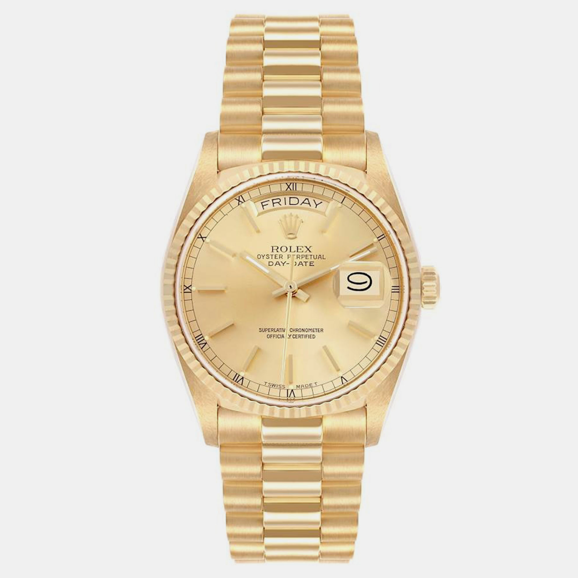 

Rolex President Day-Date Yellow Gold Champagne Dial Men's Watch 36.0 mm