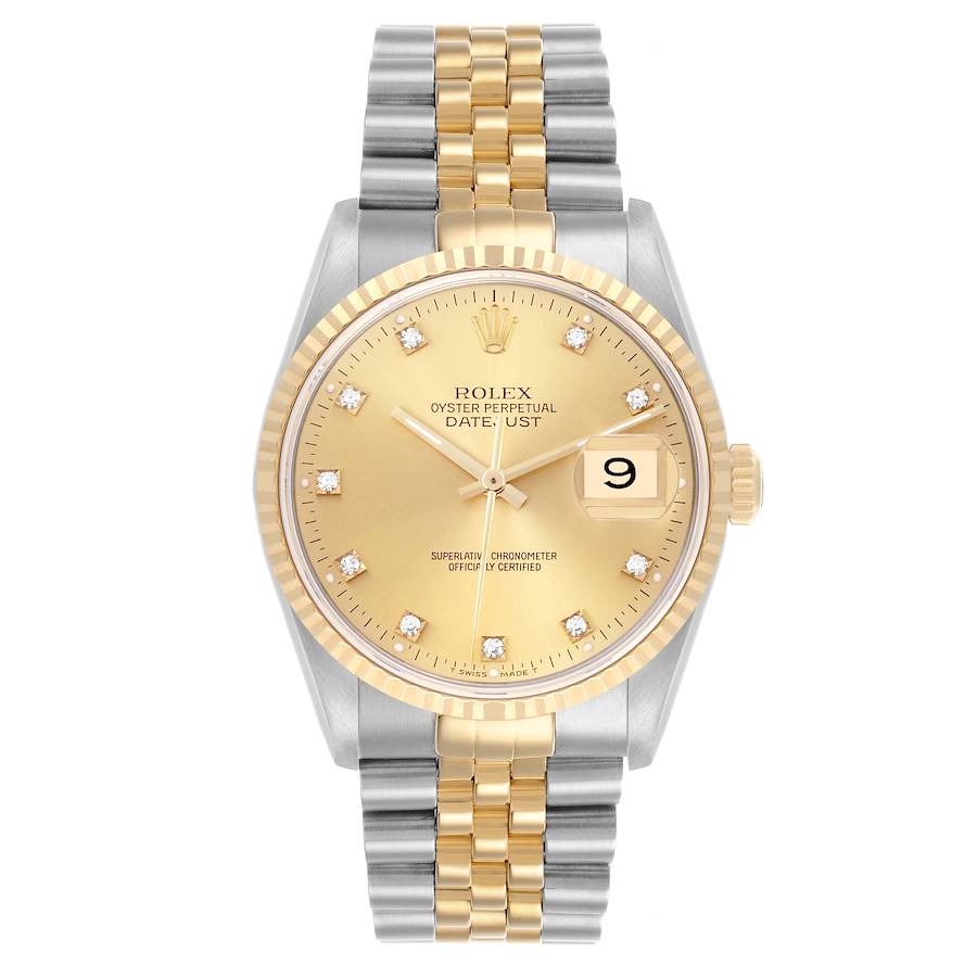 

Rolex Datejust Steel Yellow Gold Diamond Dial Men's Watch 36.0 mm