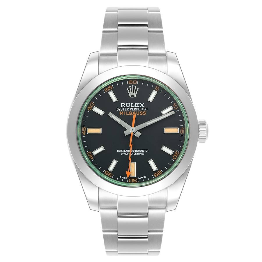 

Rolex Milgauss Black Dial Green Crystal Steel Men's Watch 40.0 mm