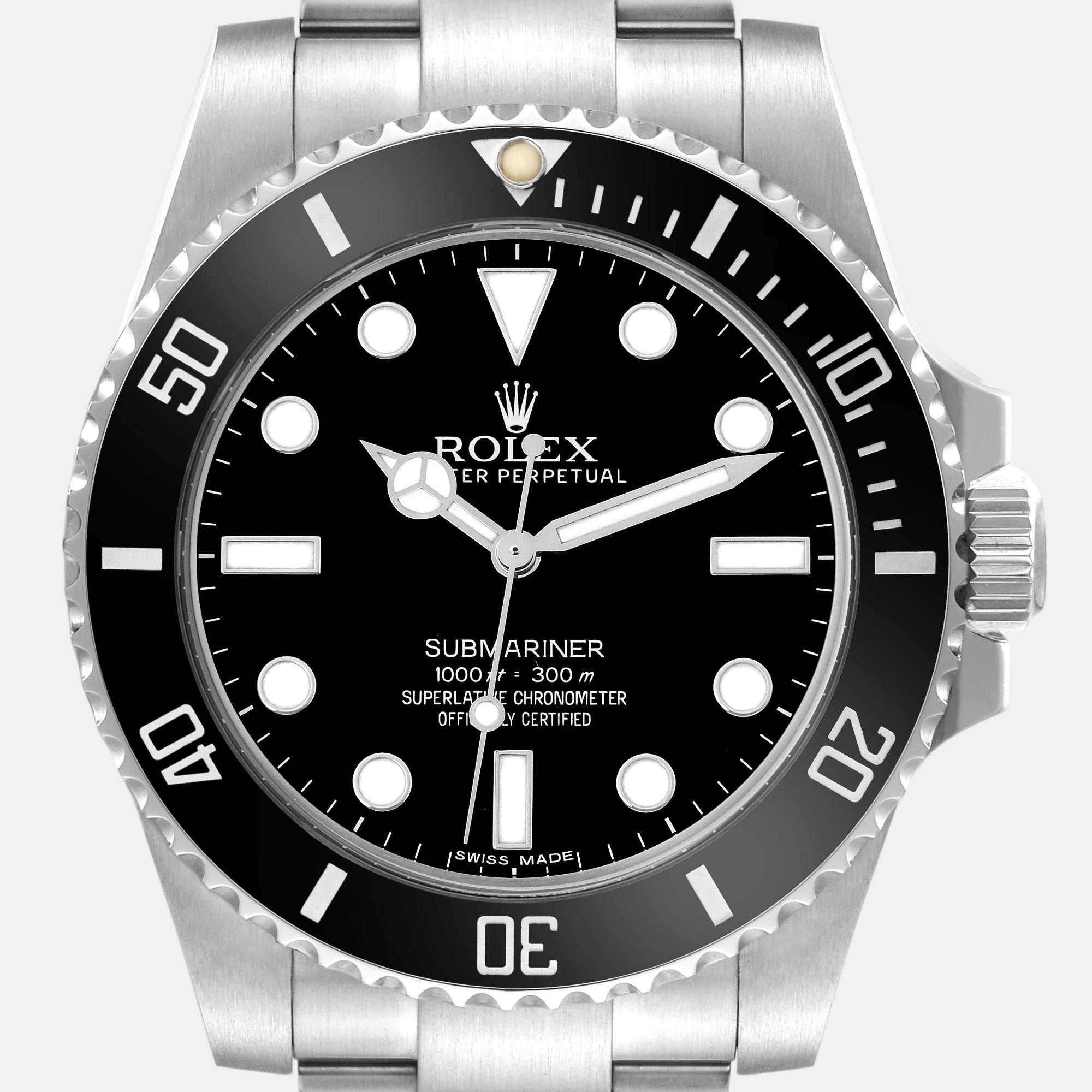 

Rolex Submariner Nondate Black Dial Ceramic Bezel Steel Men's Watch 114060 40 mm