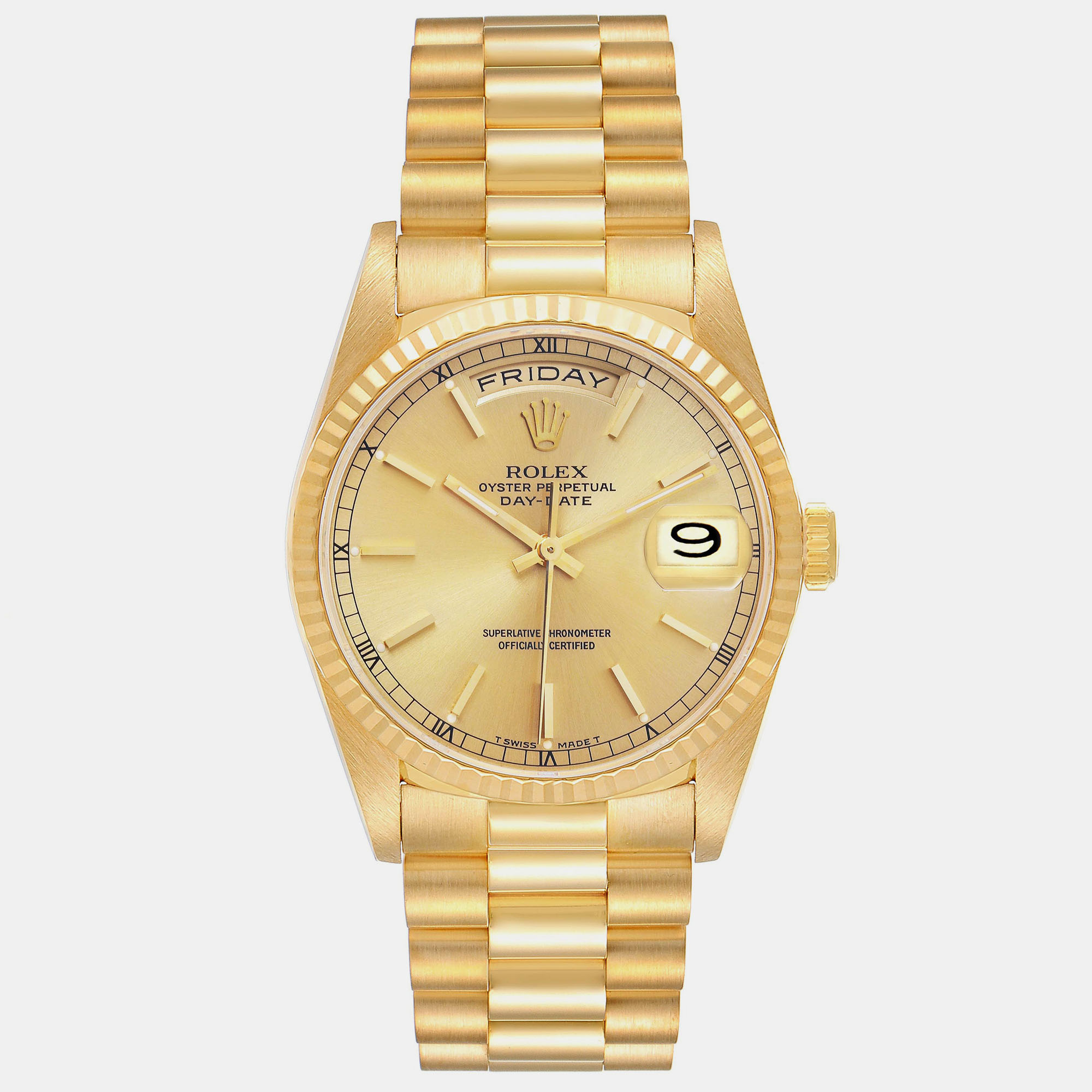 

Rolex President Day-Date Yellow Gold Champagne Dial Mens Watch 18238