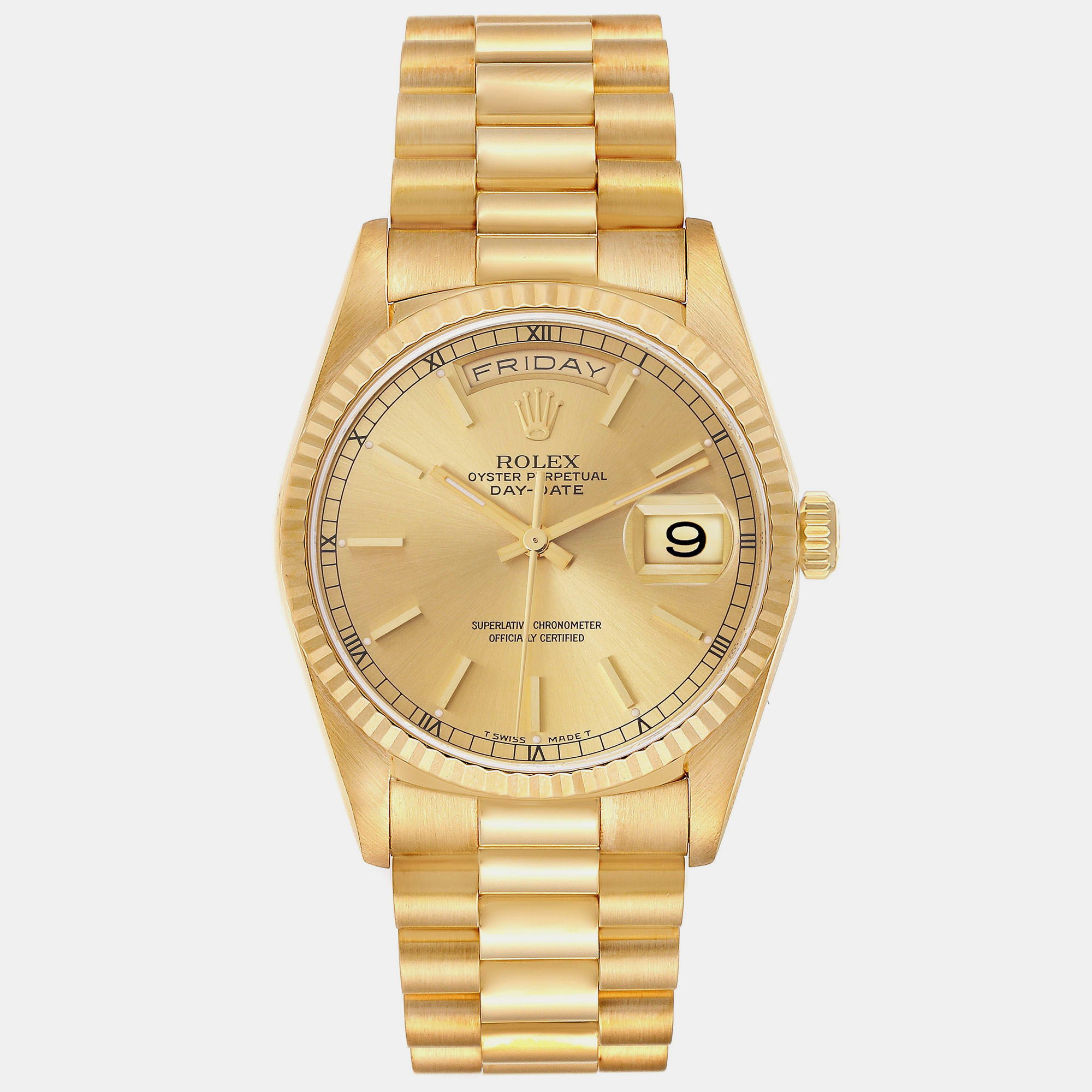 

Rolex President Day-Date Yellow Gold Champagne Dial Mens Watch 18238