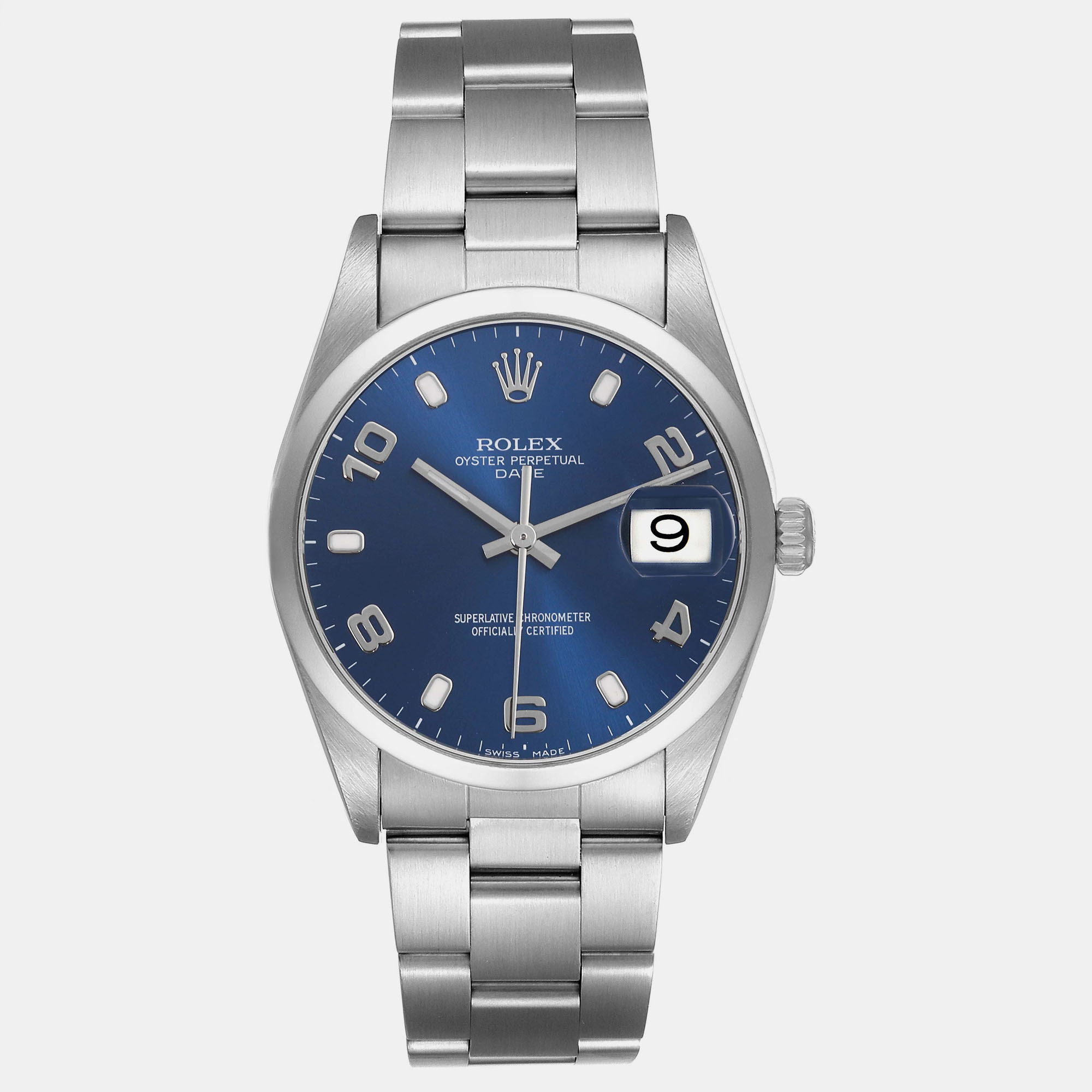 

Rolex Date Blue Dial Oyster Bracelet Steel Mens Watch 15200