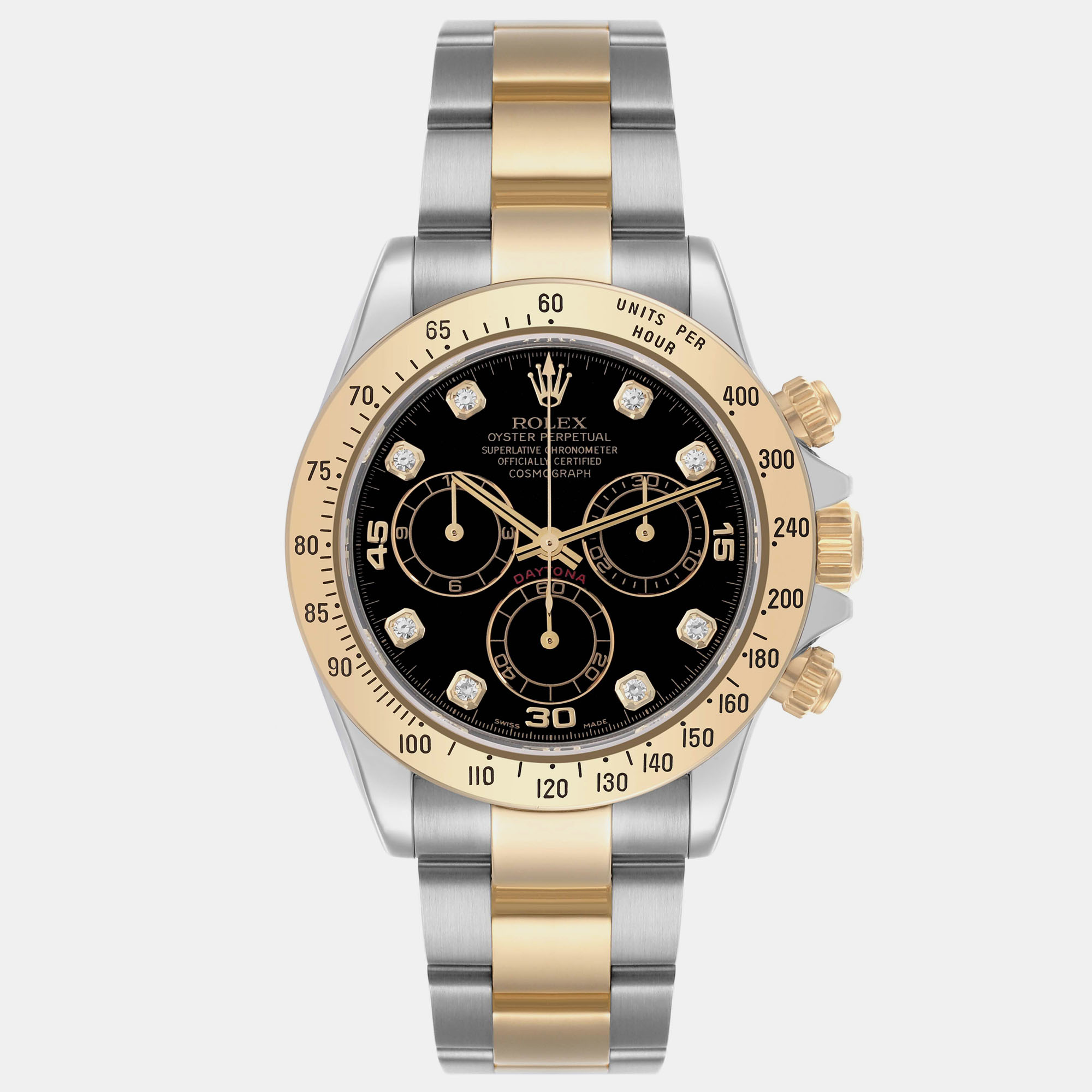 

Rolex Daytona Steel Yellow Gold Black Diamond Dial Men's Watch 40.0 mm