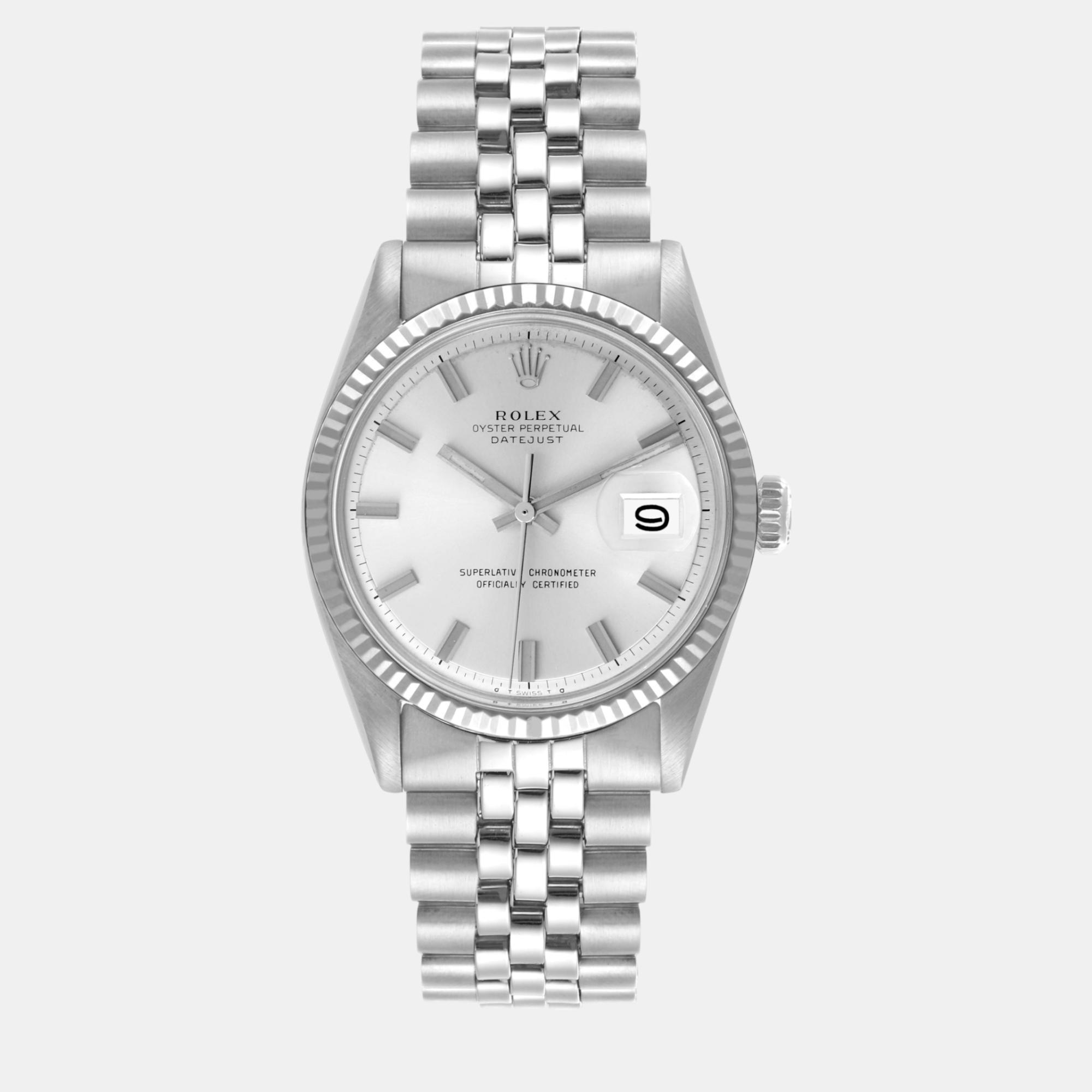 

Rolex Datejust Steel White Gold Silver Dial Vintage Men's Watch 36.0 mm