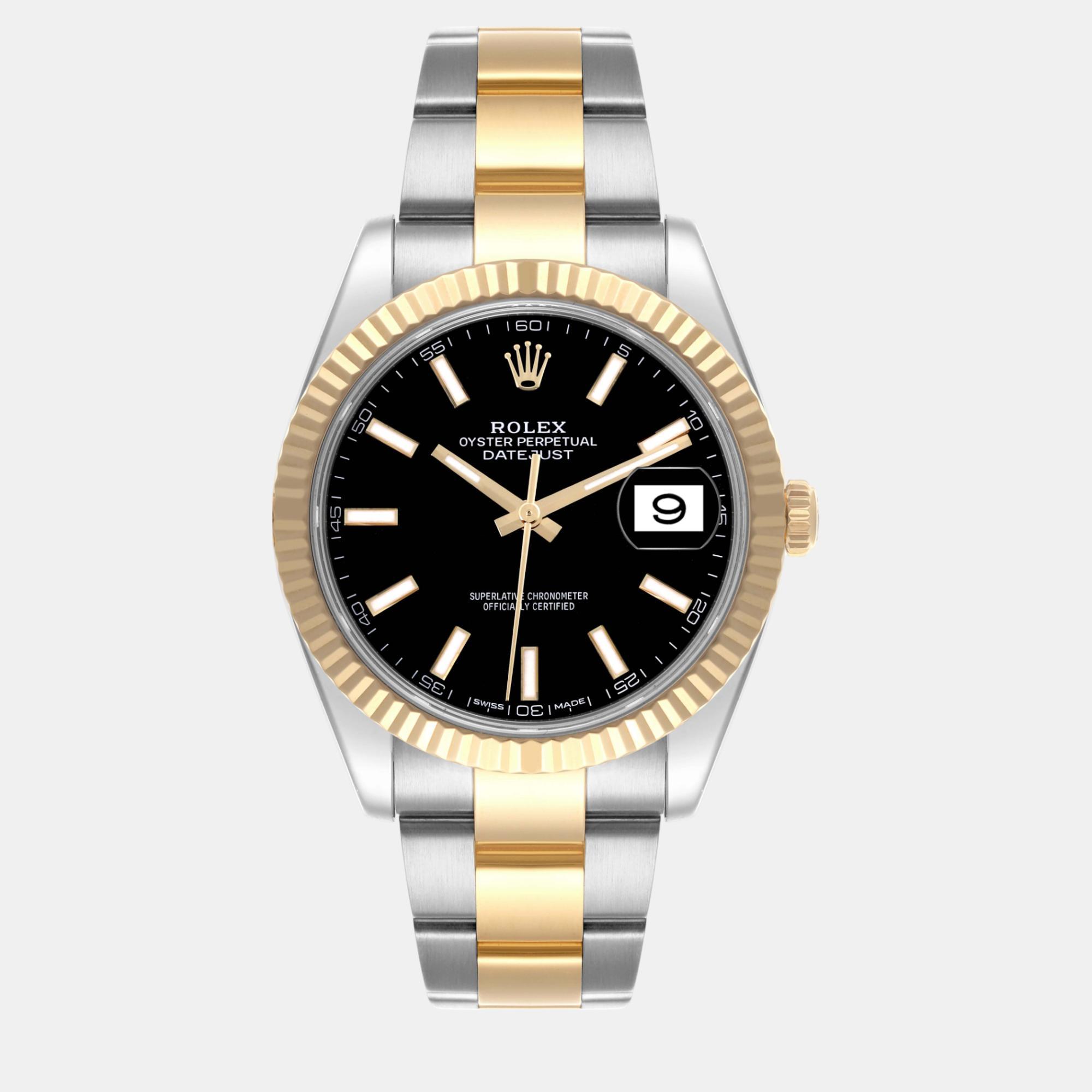 

Rolex Datejust Steel Yellow Gold Black Dial Men's Watch 41.0 mm