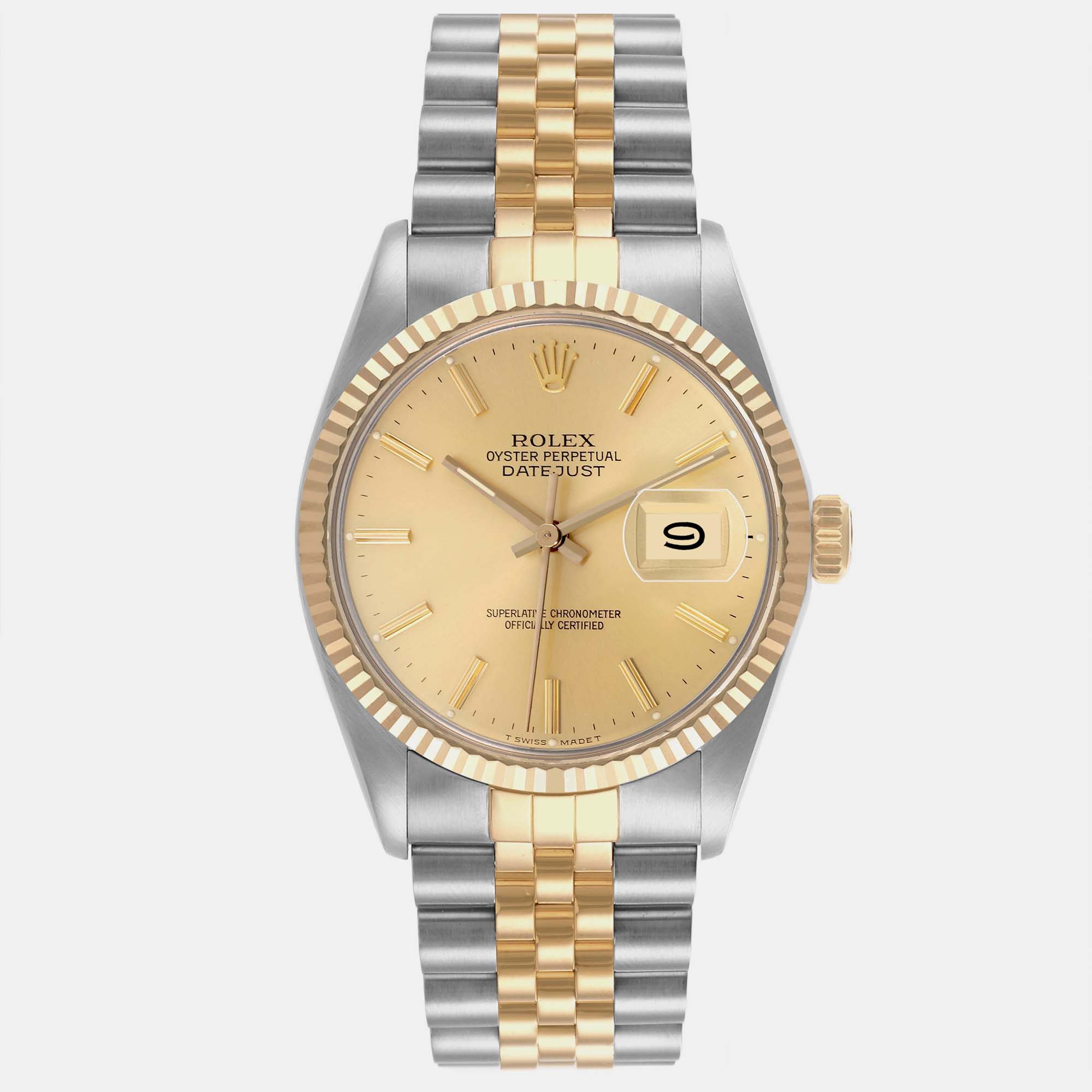 Pre-owned Rolex Datejust Steel Yellow Gold Vintage Mens Watch 16013