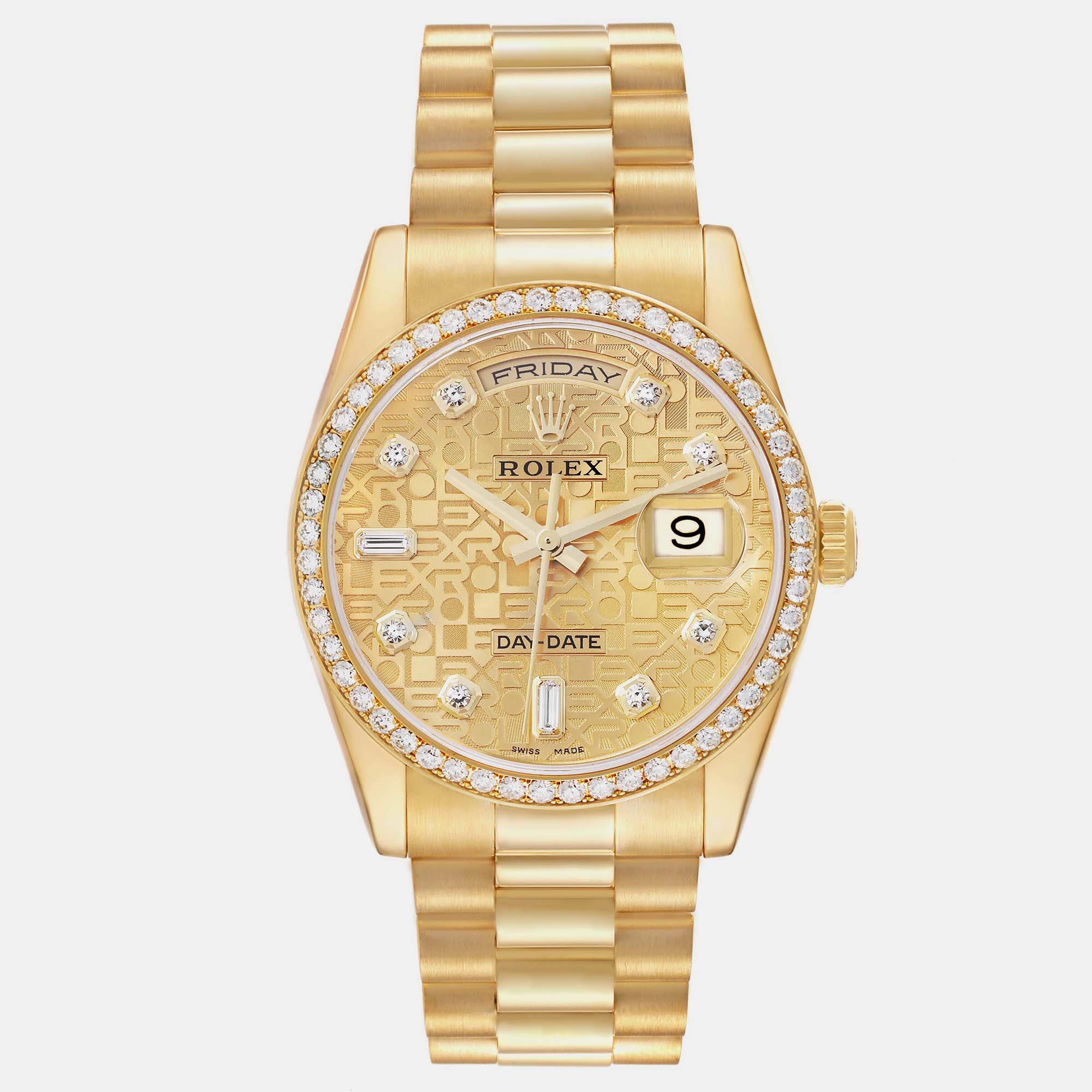 

Rolex President Day Date Yellow Gold Diamond Men's Watch 36 mm