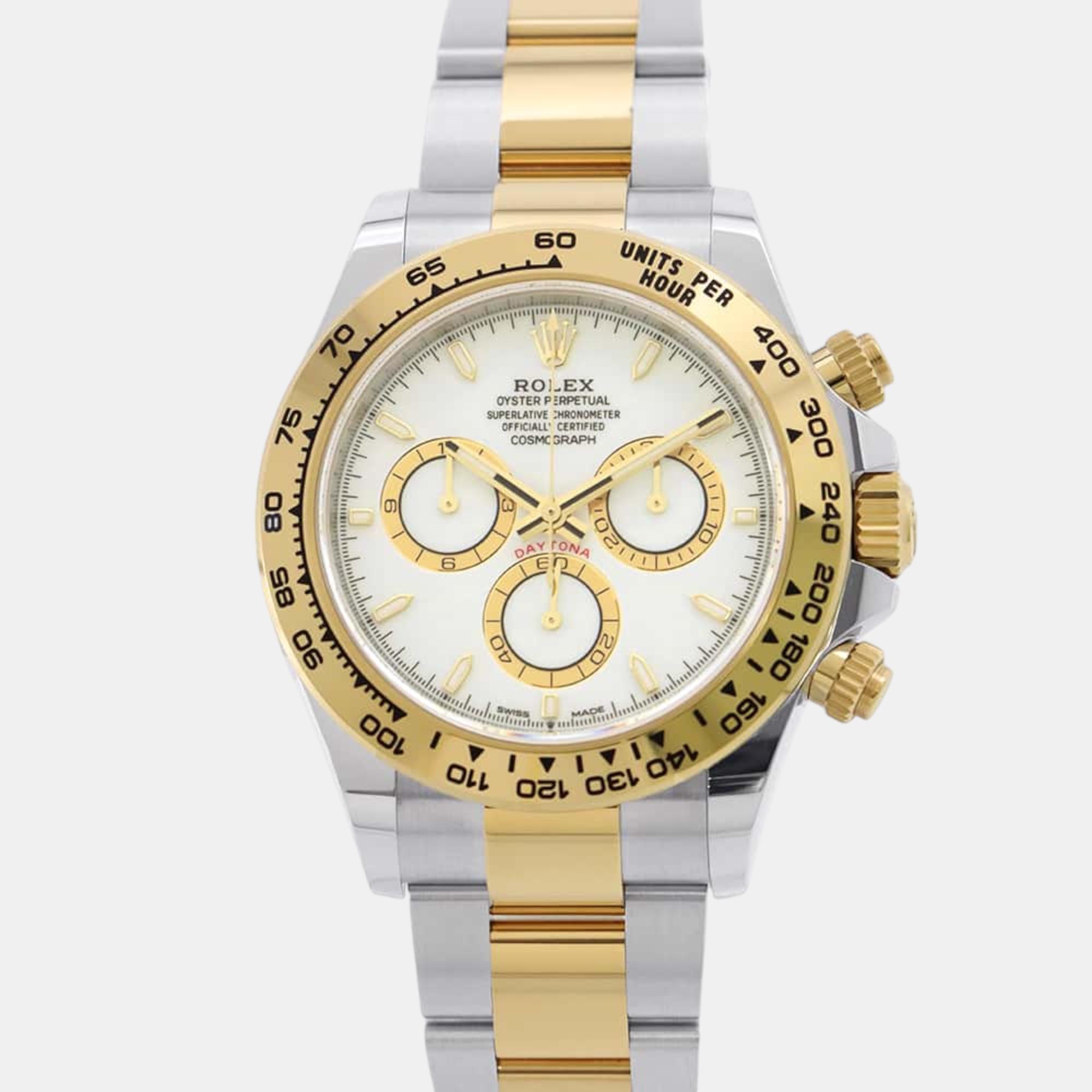 

Rolex White 18k Yellow Gold Stainless Steel Cosmograph Daytona 126503 Automatic Men's Wristwatch 40 mm