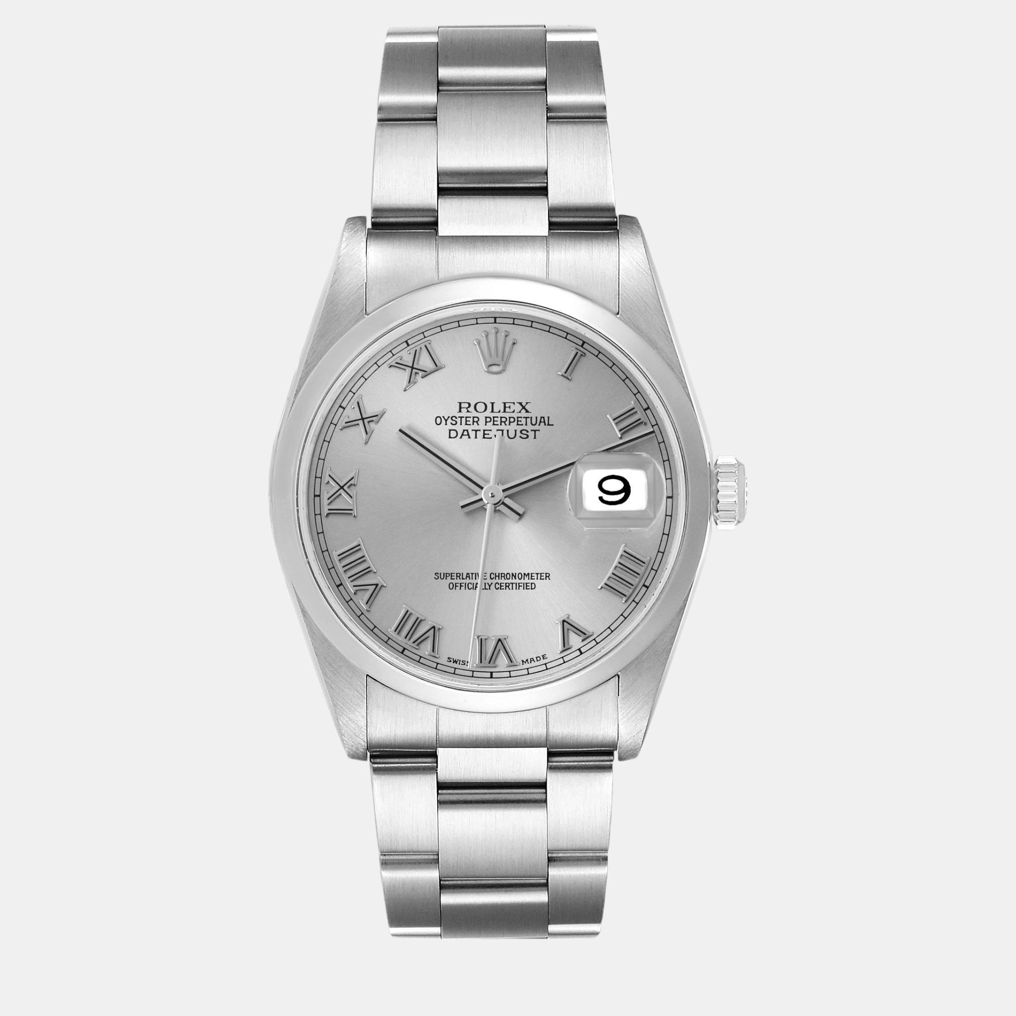 

Rolex Datejust Silver Roman Dial Steel Men's Watch 36.0 mm