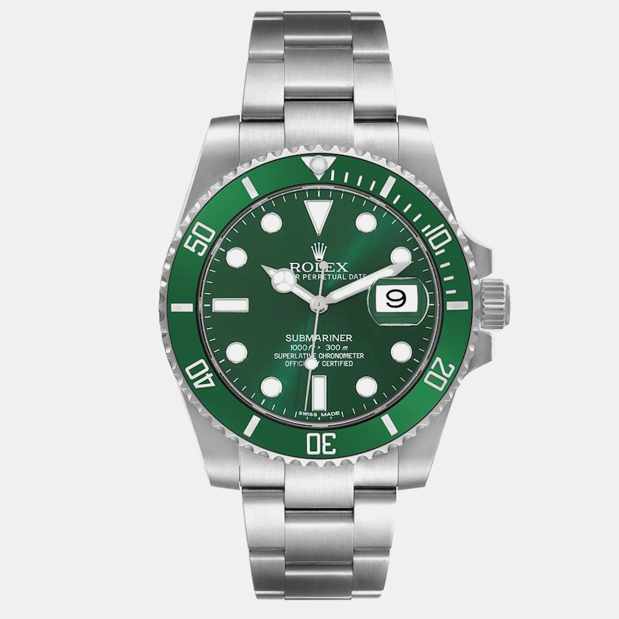 

Rolex Submariner Hulk Green Dial Steel Mens Watch 116610LV