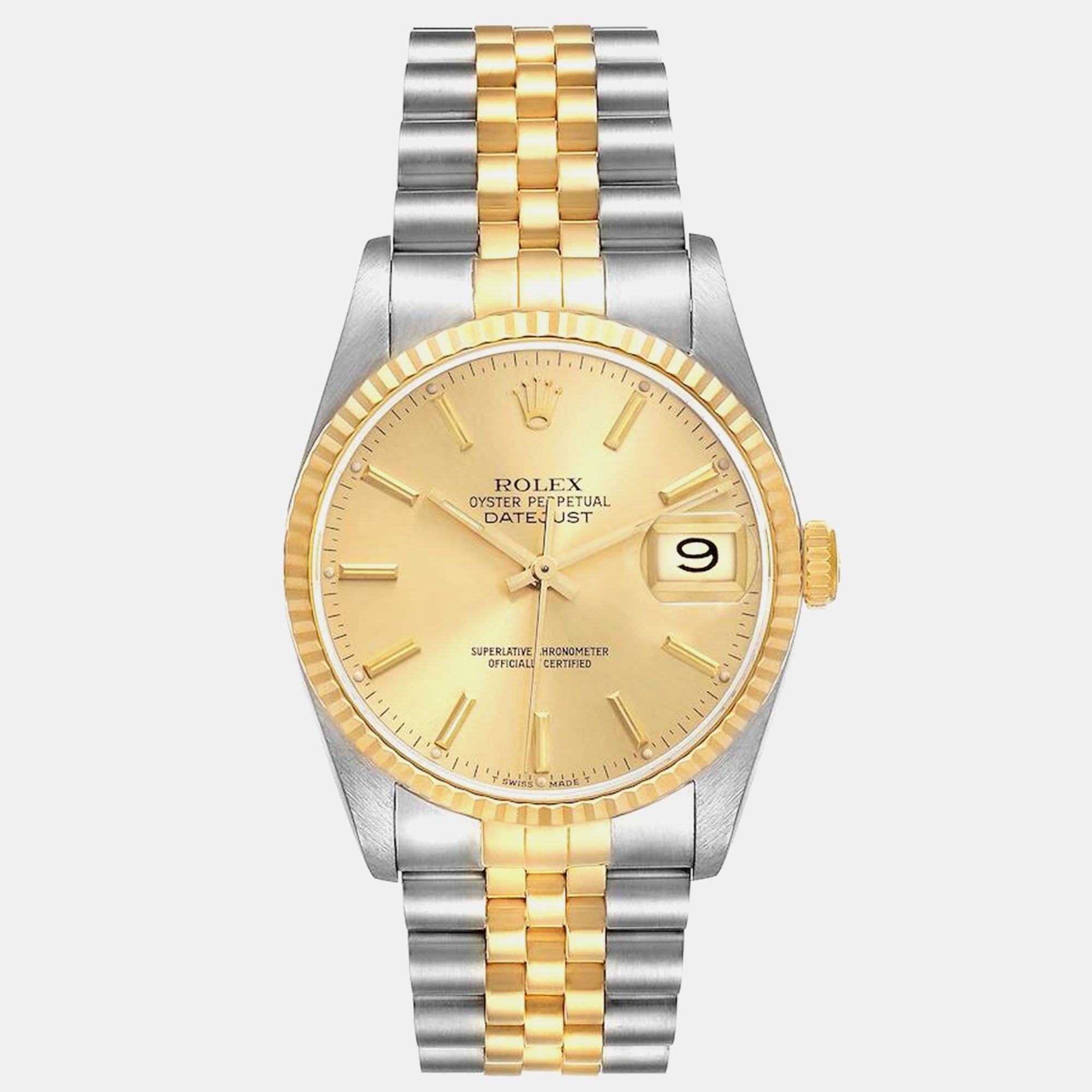 

Rolex Datejust Steel Yellow Gold Champagne Dial Men's Watch 36 mm