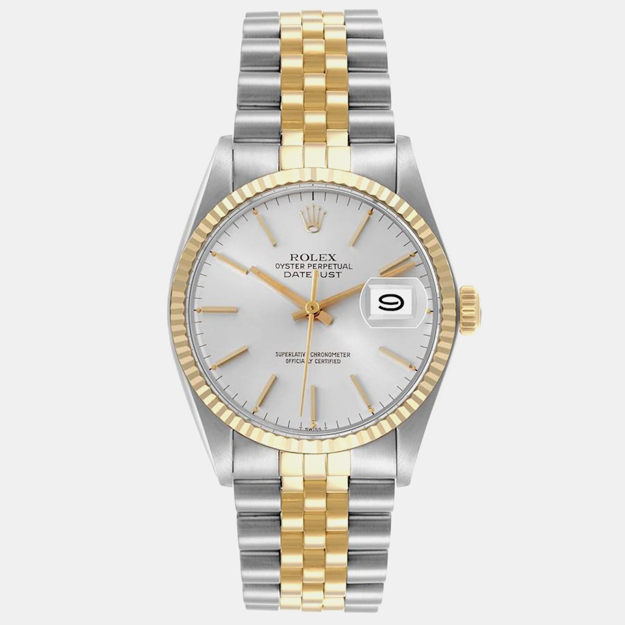 

Rolex Datejust Silver Dial Steel Yellow Gold Vintage Men's Watch 36.0 mm