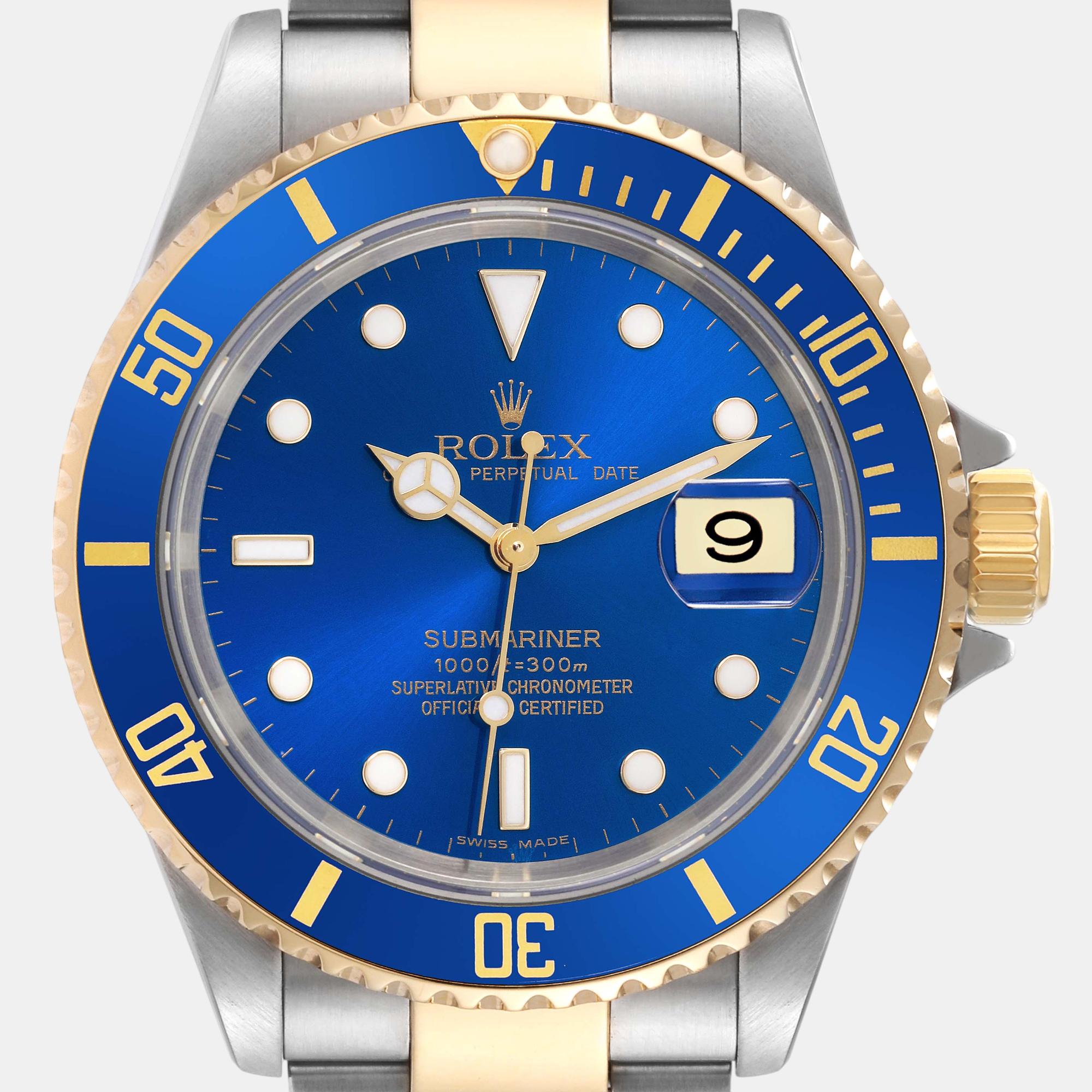 

Rolex Submariner Blue Dial Steel Yellow Gold Mens Watch 16613