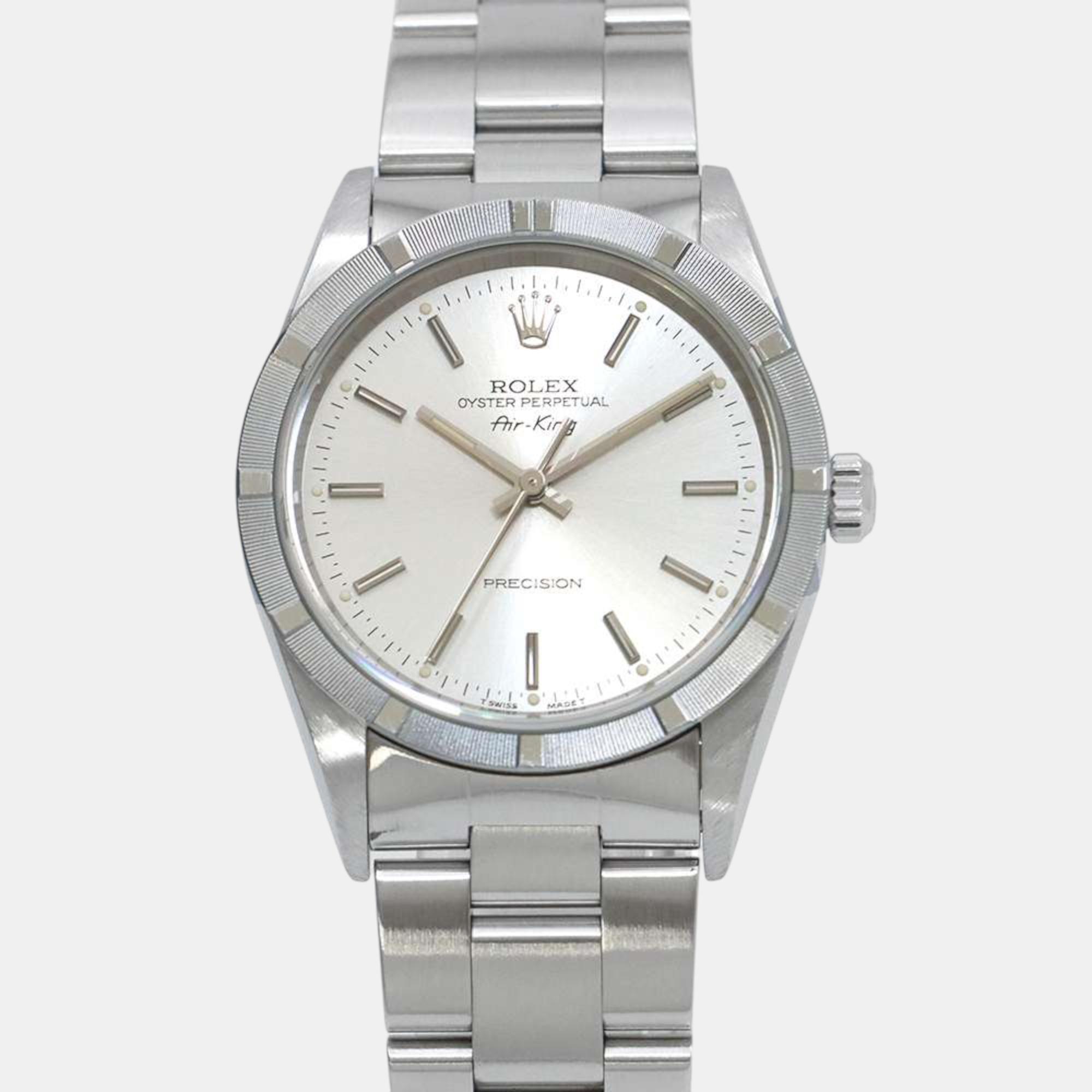 

Rolex Stainless Steel Silver Dial Air-King Watch 34 mm
