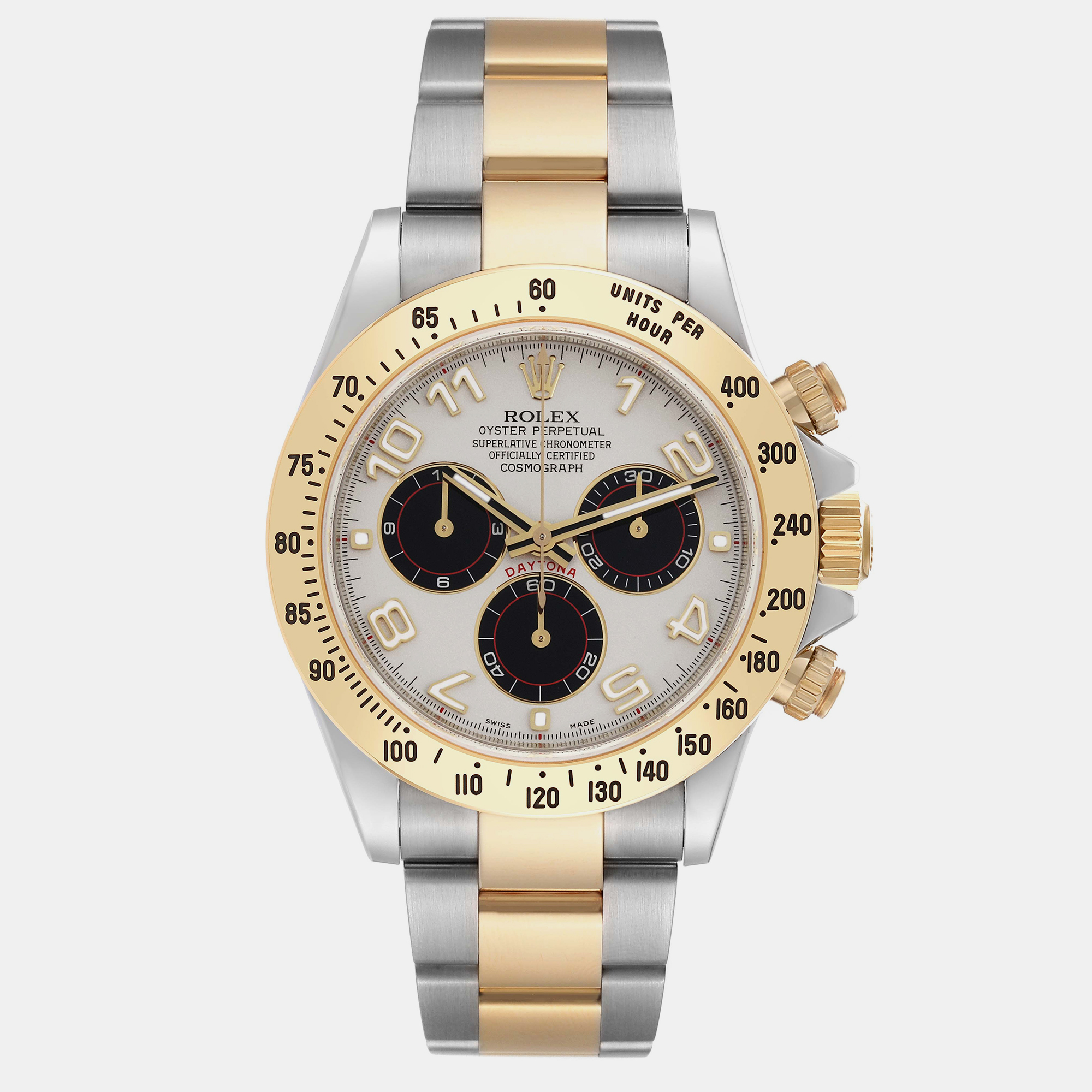 

Rolex Daytona Panda Dial Steel Yellow Gold Mens Watch 116523, Silver