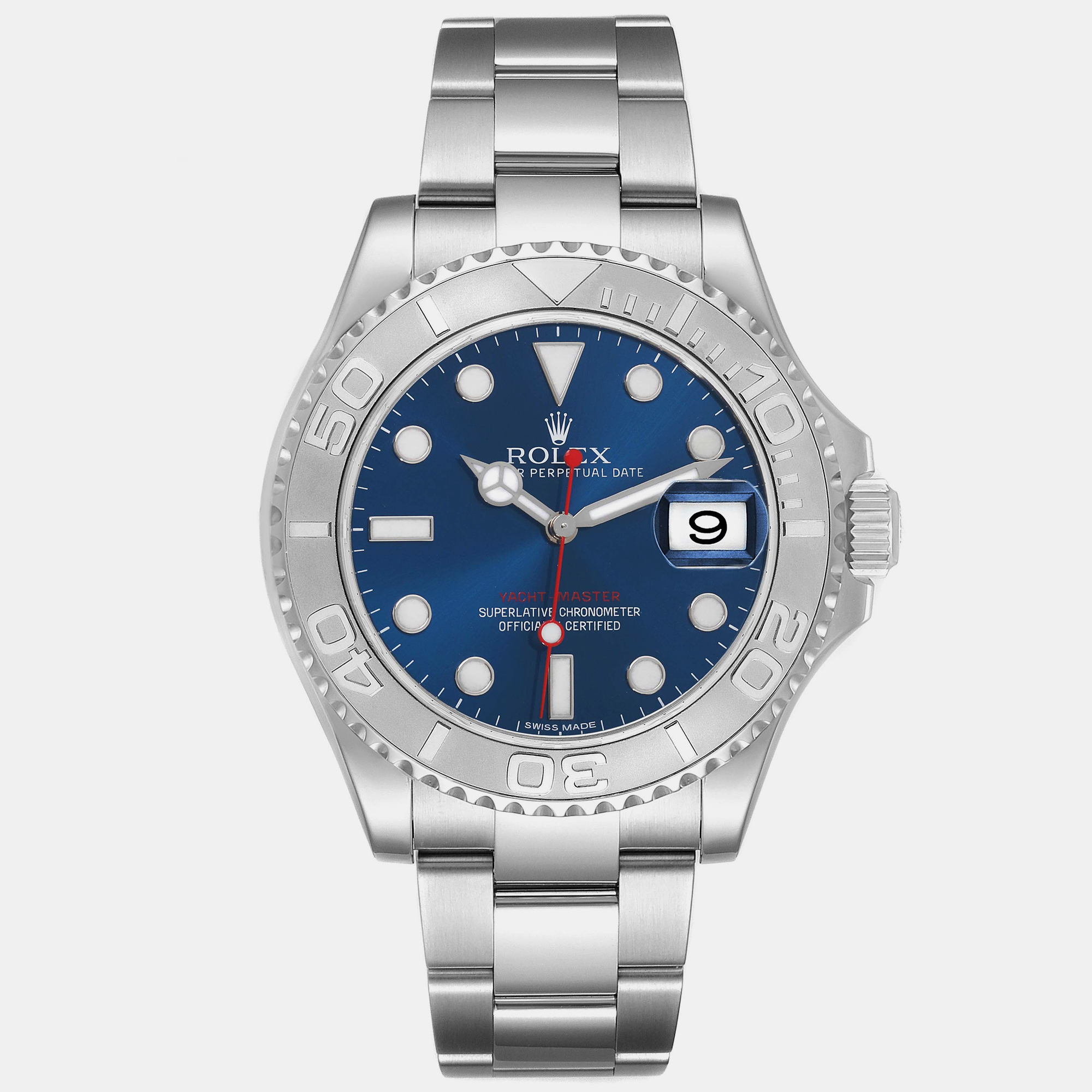 

Rolex Yachtmaster Steel Platinum Bezel Blue Dial Mens Watch 116622