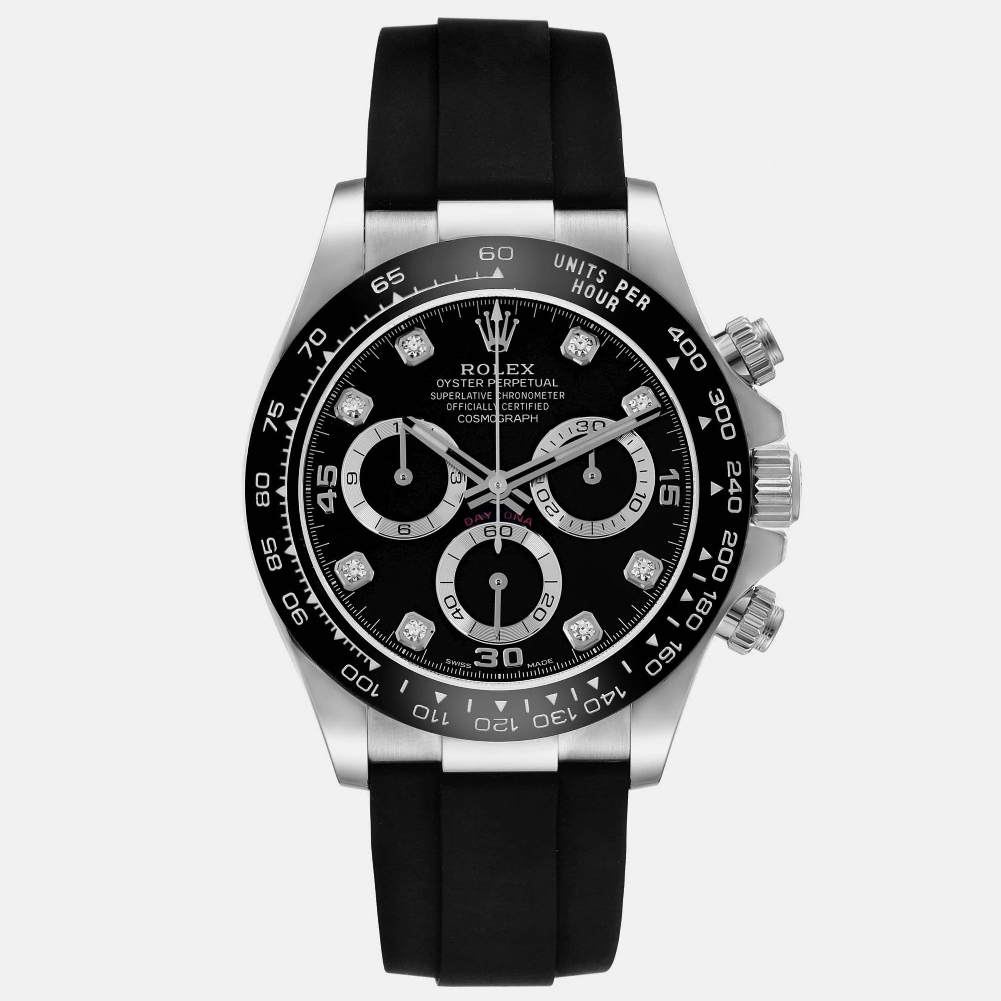 

Rolex Cosmograph Daytona White Gold Black Diamond Dial Watch 40.0 mm