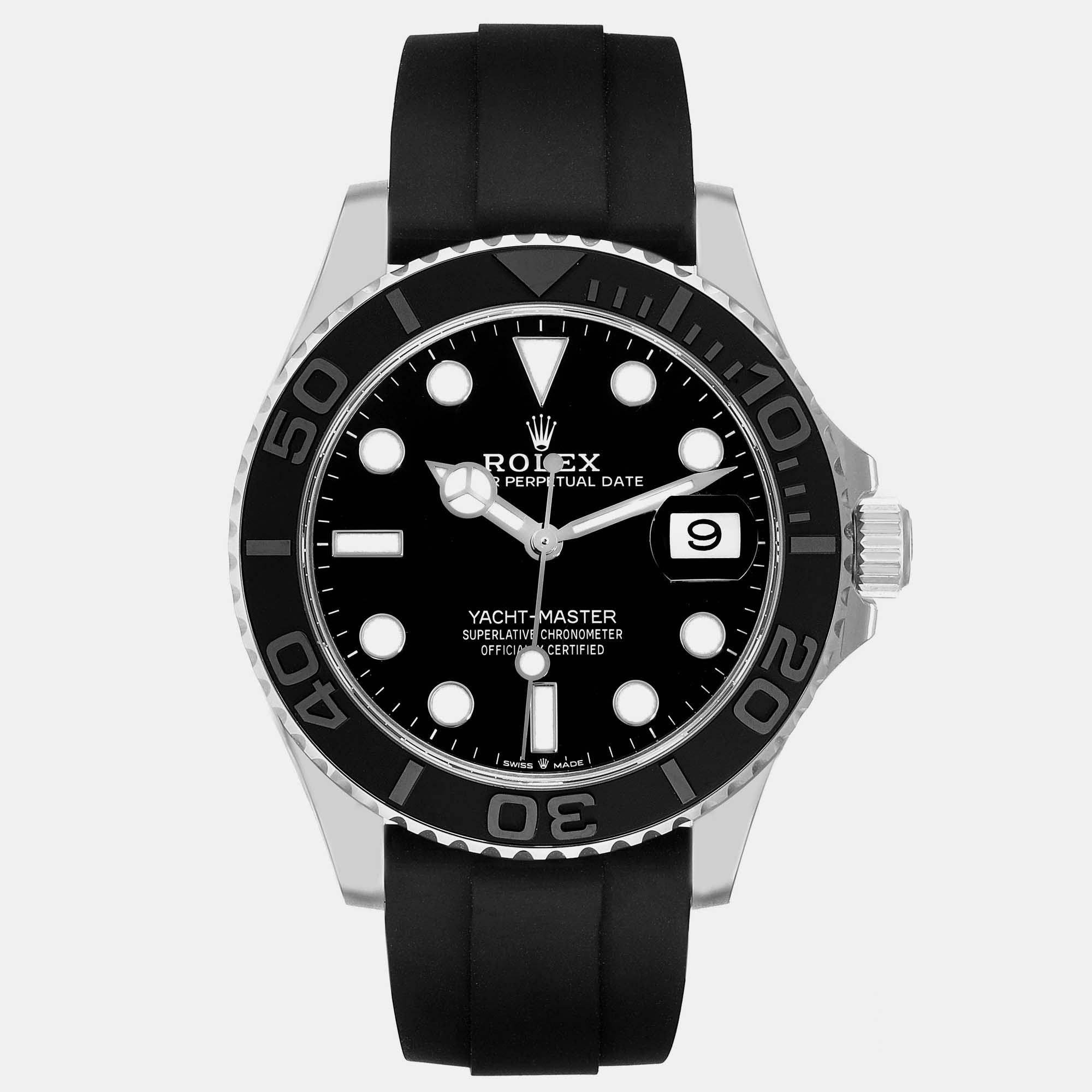 

Rolex Yachtmaster White Gold Oysterflex Bracelet Men's Watch 42.0 mm, Black